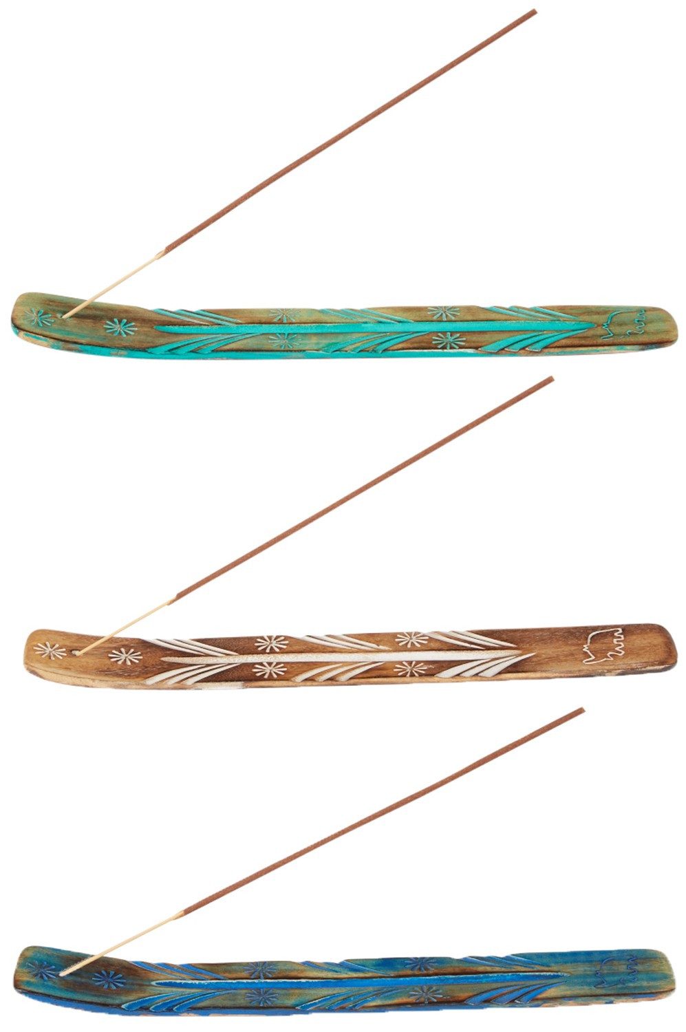 Marrakesch Orient & Mediterran Interior Räucherstäbchen-Halter 3er Set Держатель ароматической палочки Ashot, Handgeschnitzt aus Holz 26cm, (3 St), Handarbeit