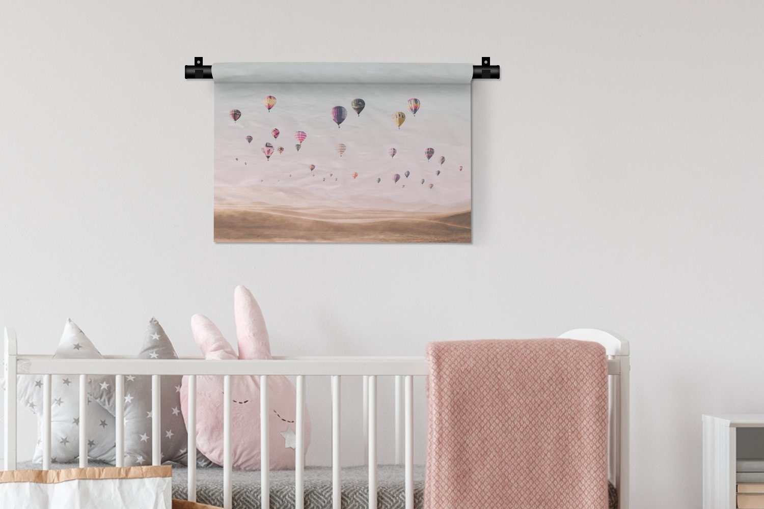 MuchoWow Wanddekoobjekt Himmel Kinderzimmer - - Landschaft Wohnzimmer, Wanddeko Schlafzimmer, Heißluftballon Wandbehang, Natur, Wüste Kleid, - - für