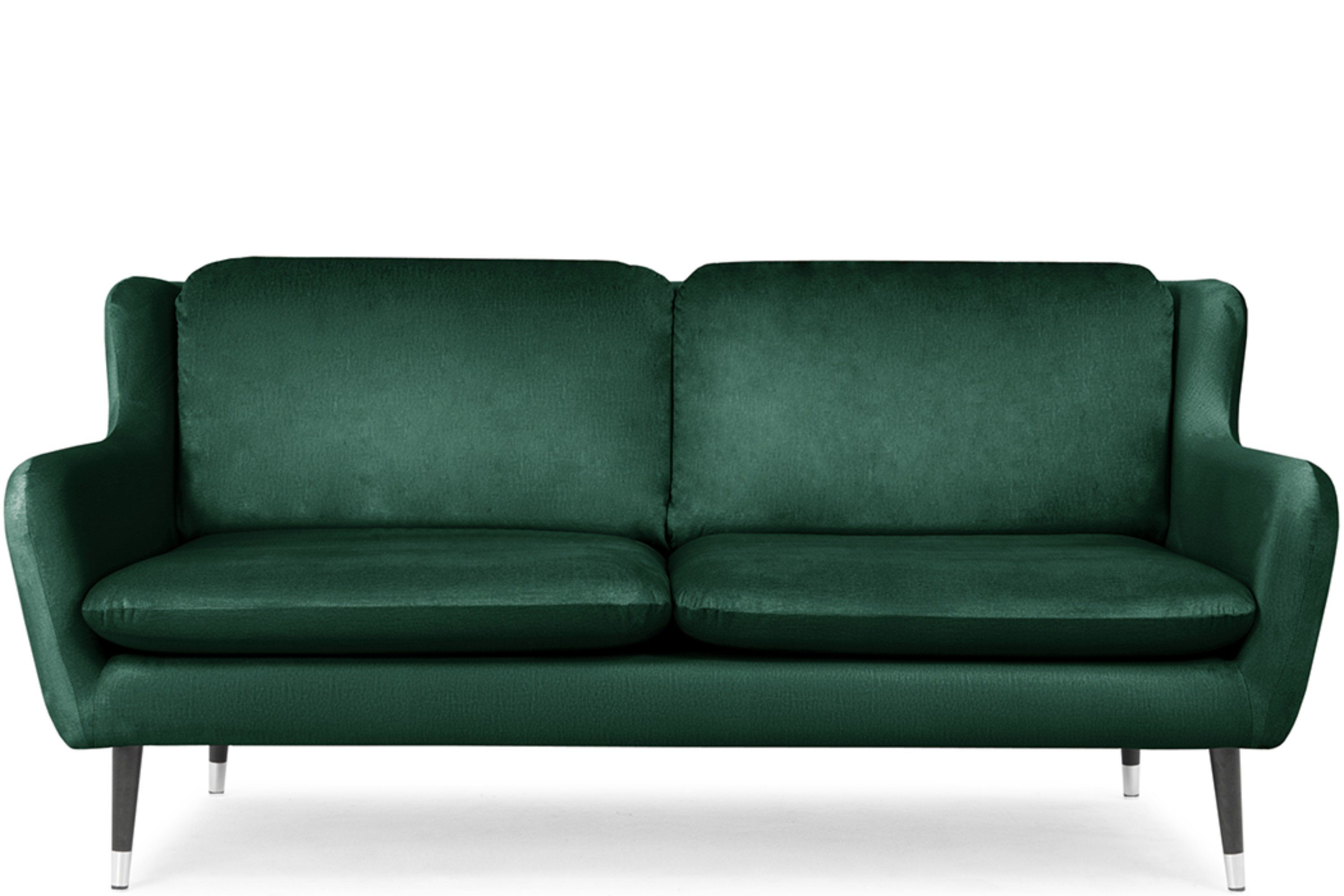 auf Sitzer, Konsimo | lackierten AFOS dunkelgrün wasserabweisender Sofa 3 hohen Sofa schwarz Oberstoff, dunkelgrün Holzbeinen
