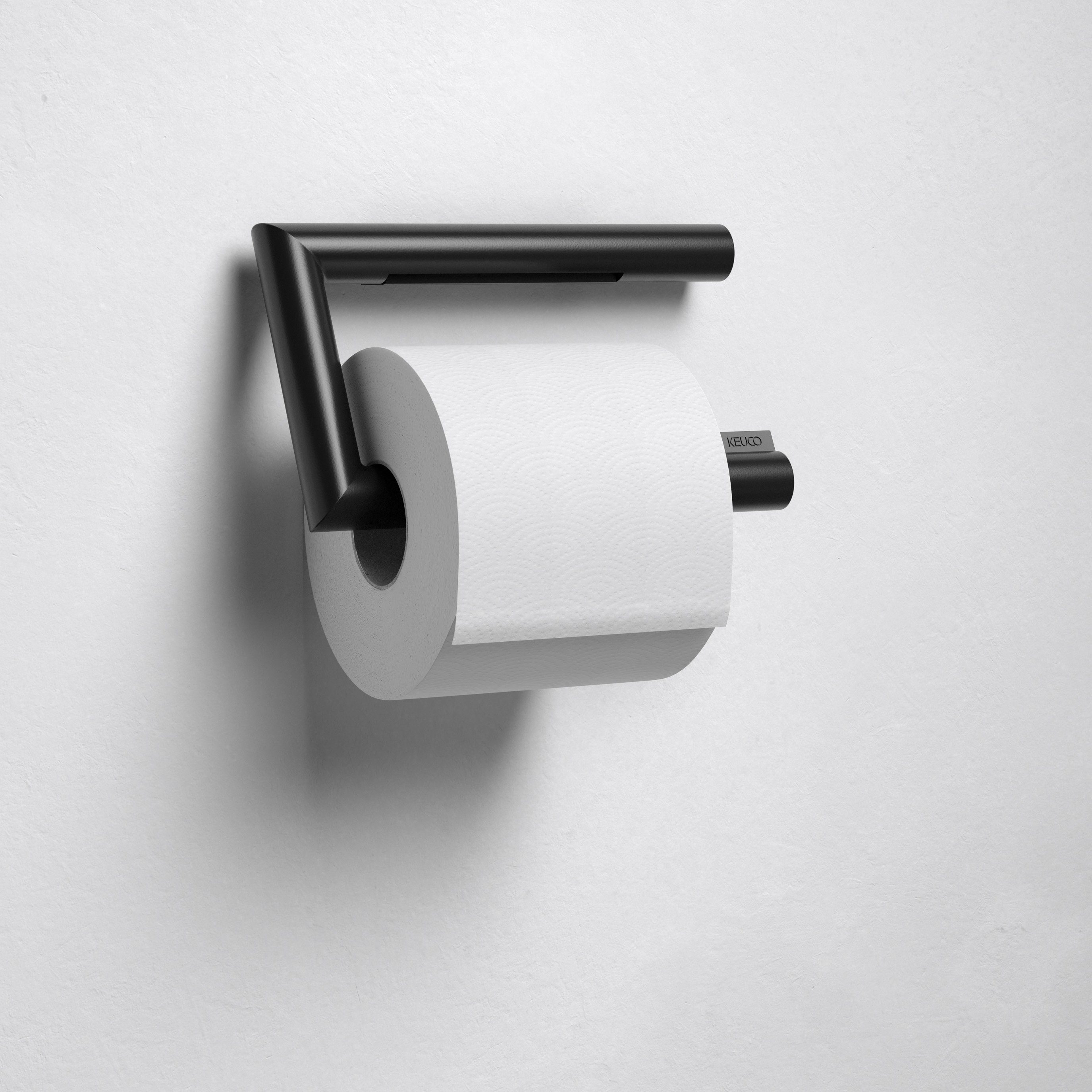 Keuco Toilettenpapierhalter Reva (1-St), aus Metall, schwarz matt, offene Form, WC-Rollenhalter, Wandmontage