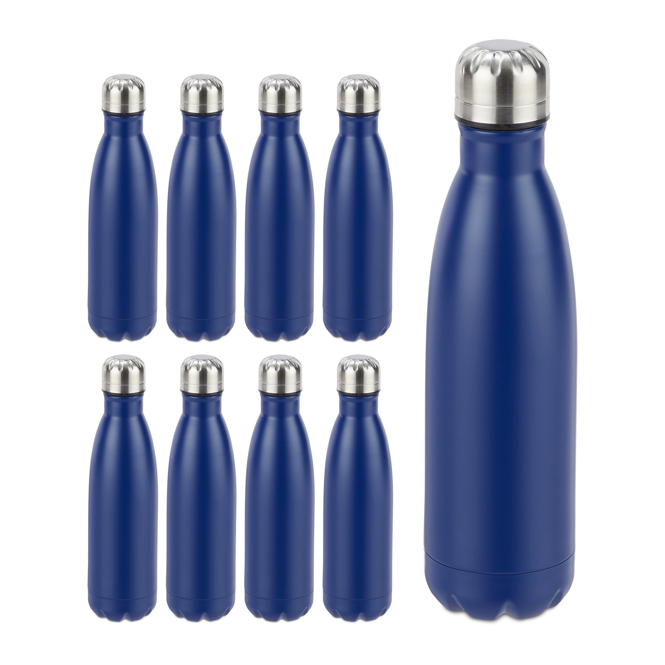 relaxdays blau 9 Trinkflasche Isolierflasche Edelstahl x