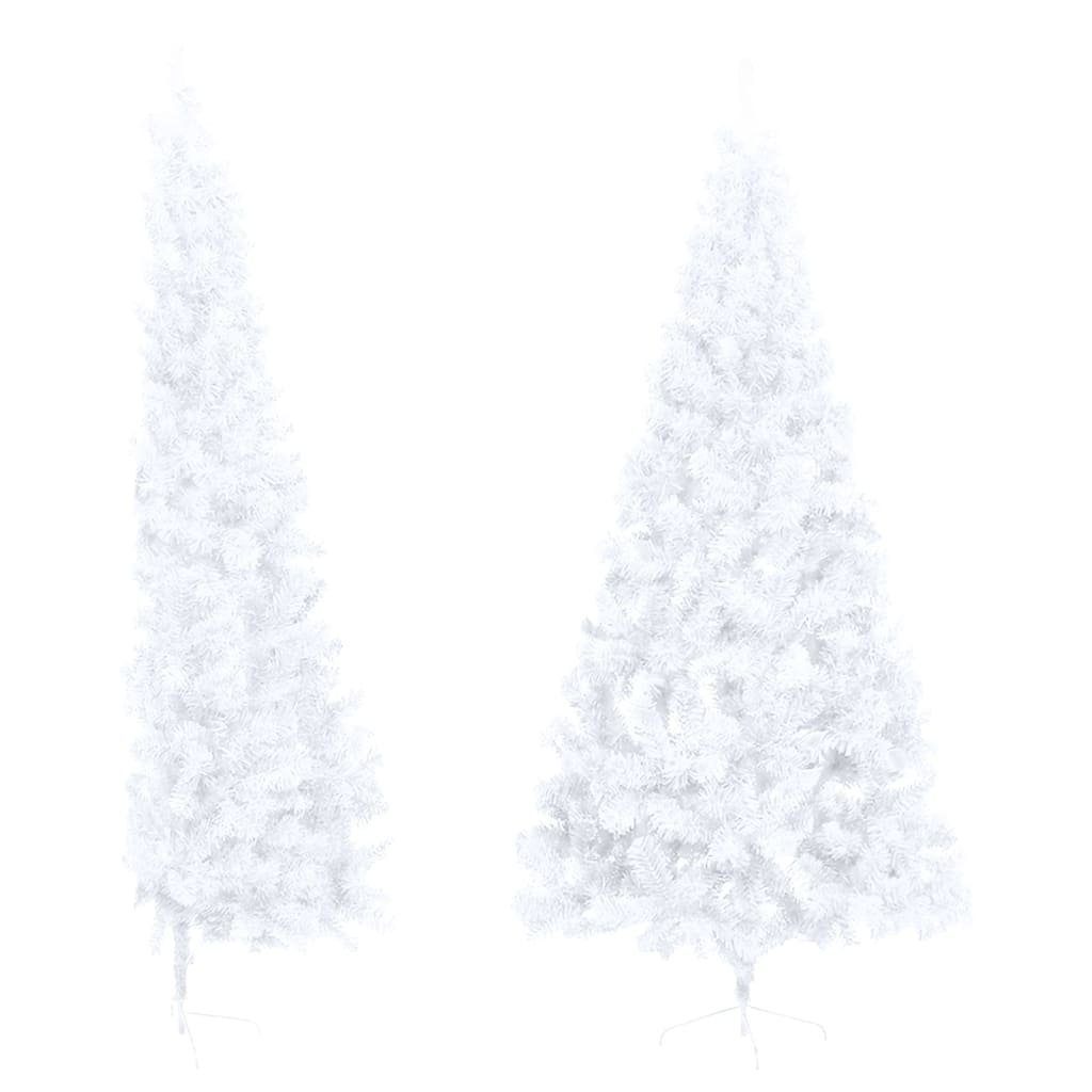 furnicato Künstlicher Weihnachtsbaum Künstlicher Halb-Weihnachtsbaum mit Ständer Weiß 210 cm PVC