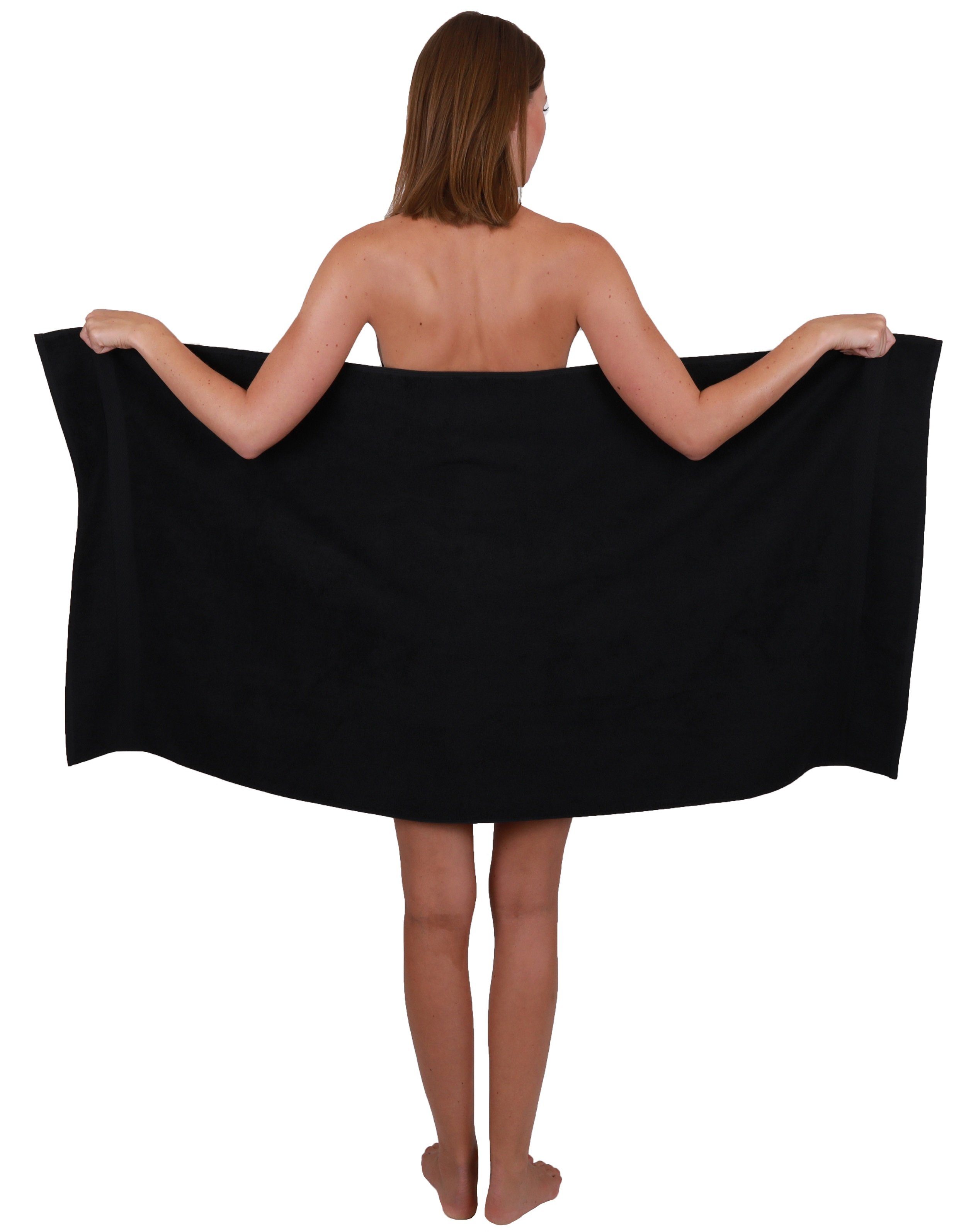 Baumwolle schwarz Handtuch 6-TLG. Handtücher 4 weiß, Duschtücher Premium Handtuch-Set Baumwolle Set 100% Farbe und Betz 100% 2
