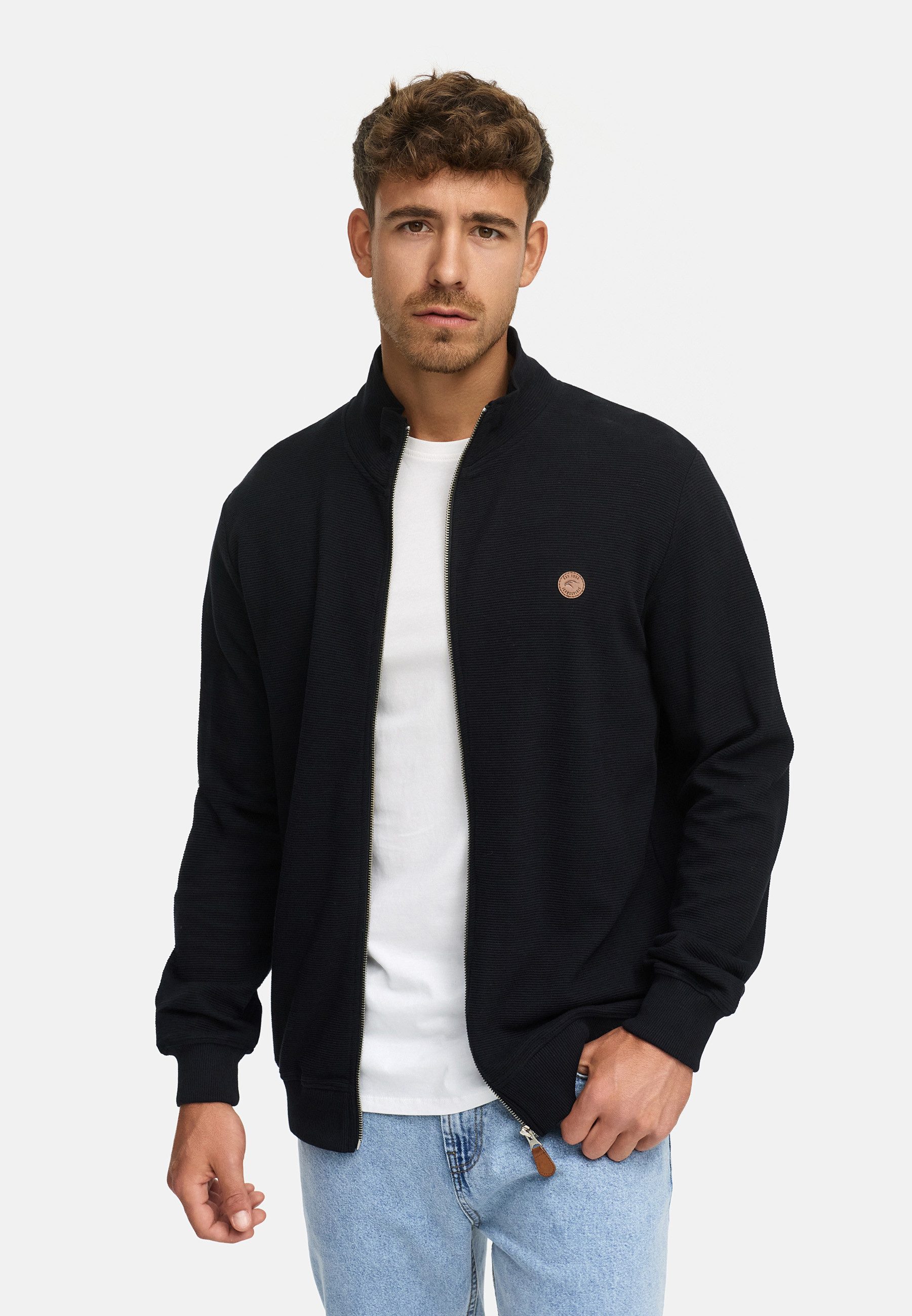 Indicode Strickjacke Herren INGuadalupe Cardigan Herrenstrickjacke mit dezentem Logoprint auf der Brust