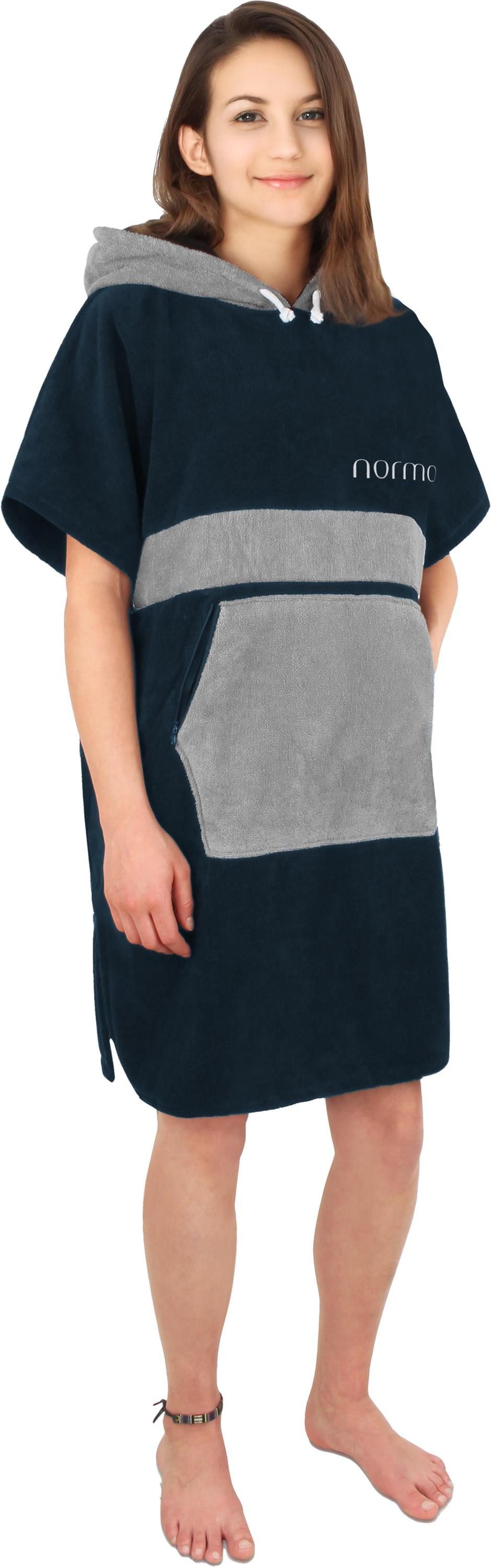 normani Badeponcho Bademantel Surfer Poncho, Midilänge, Baumwolle, Kapuze, Schlupf, Badeponcho aus 100 % saugstarker Baumwolle – Bild 3 von 5
