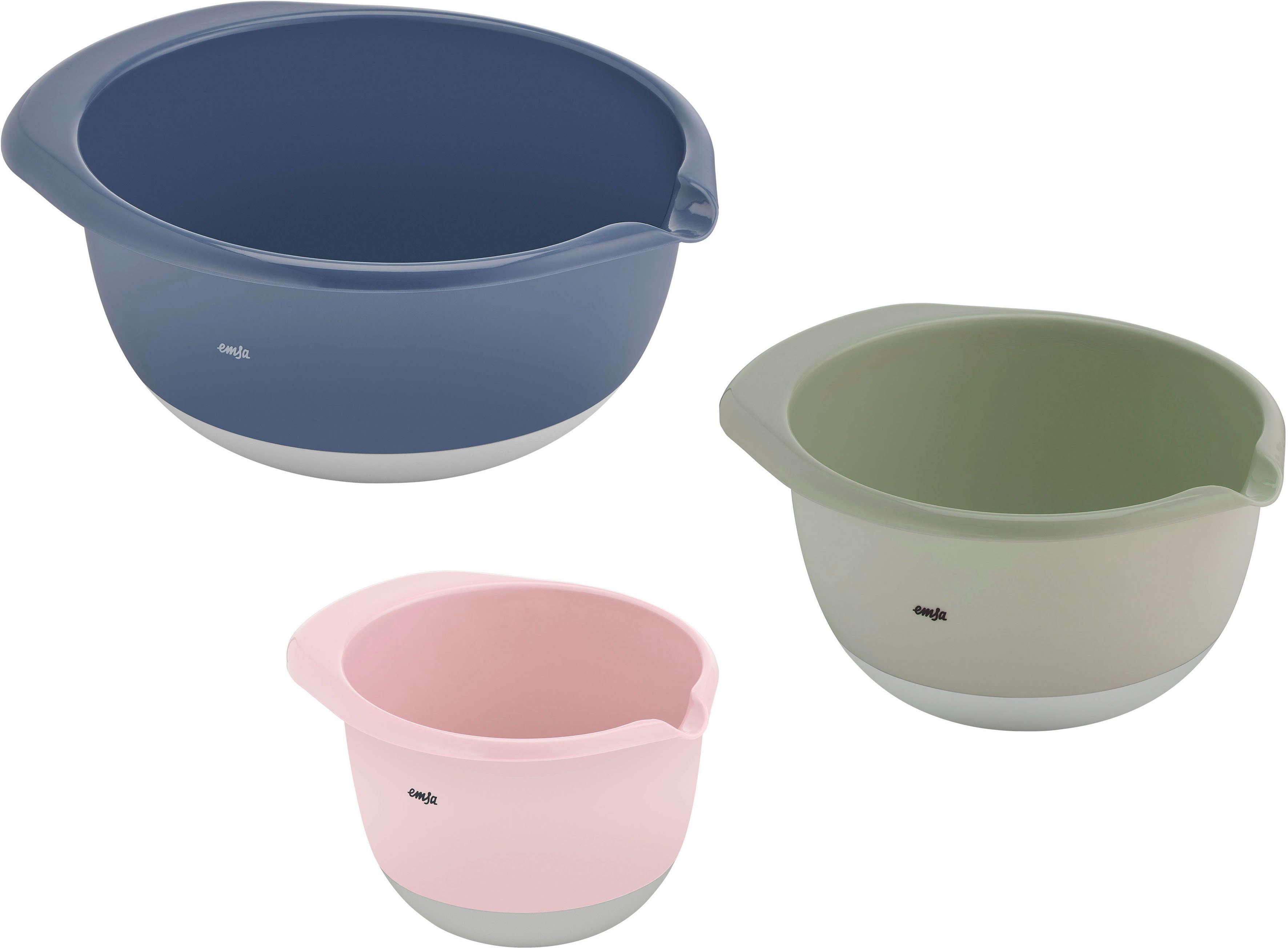 Emsa Rührschüssel K324S3 Prep&Bake, Kunststoff, (Set, 3-tlg), rutschfester Boden, Ausgießlippe für präzises Ausgießen, 1,4/2,8/4,7 L