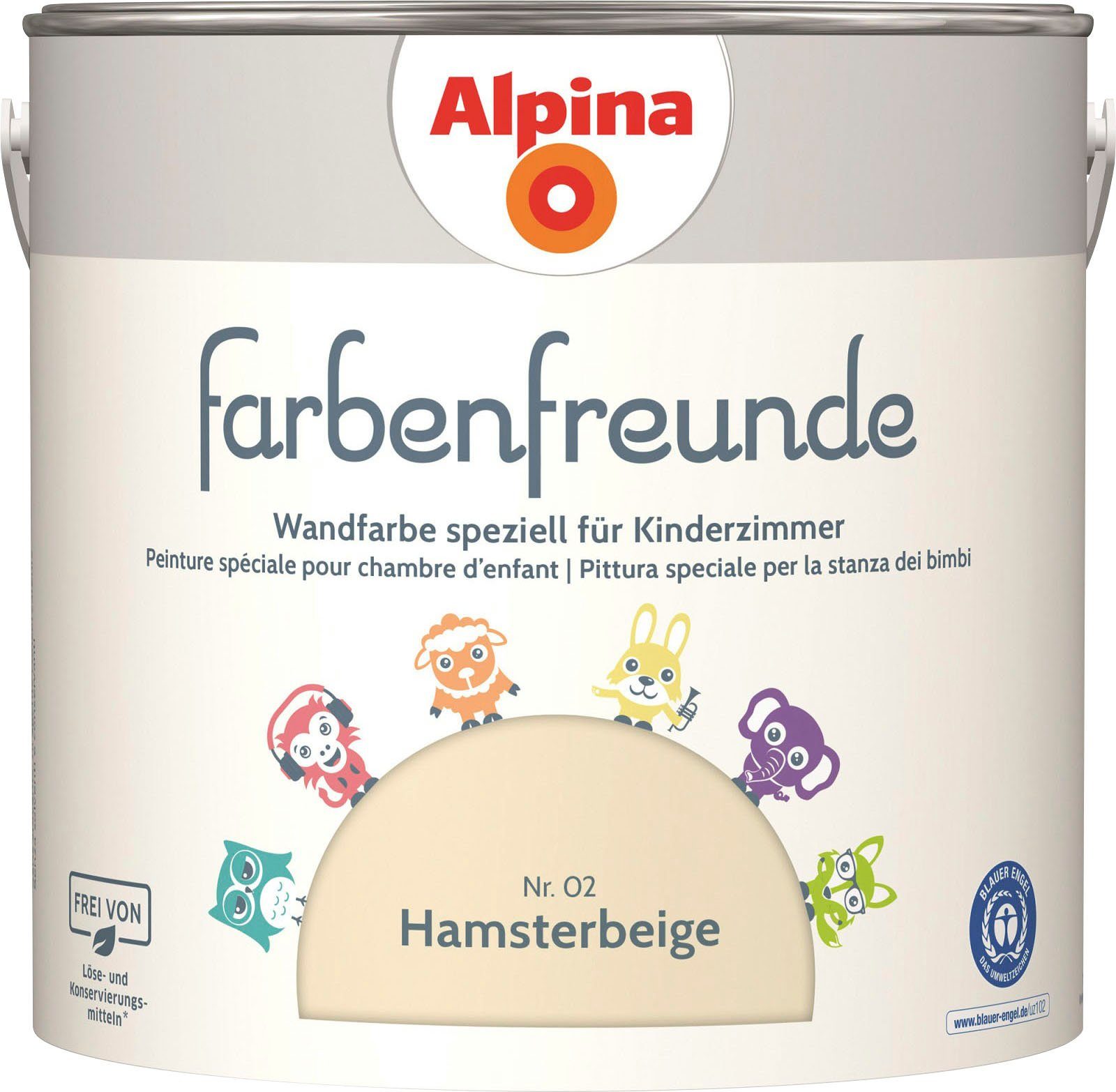Alpina Wandfarbe farbenfreunde, für Kinderzimmer, matt, 2,5 Liter Hamsterbeige