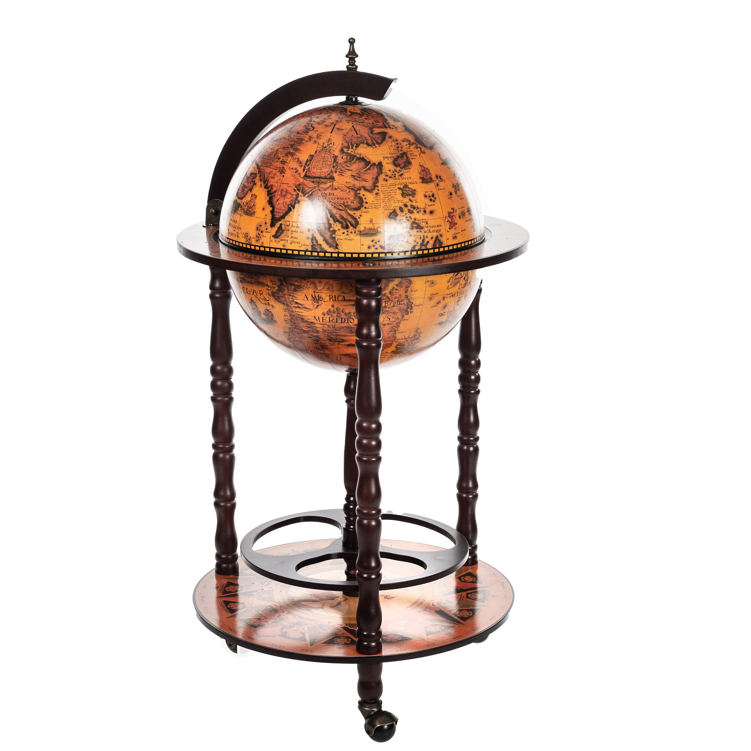 BIRENDY Dekoobjekt Edler Barwagen 36001R Holz Säulen offen 103cm hoch Globu günstig online kaufen