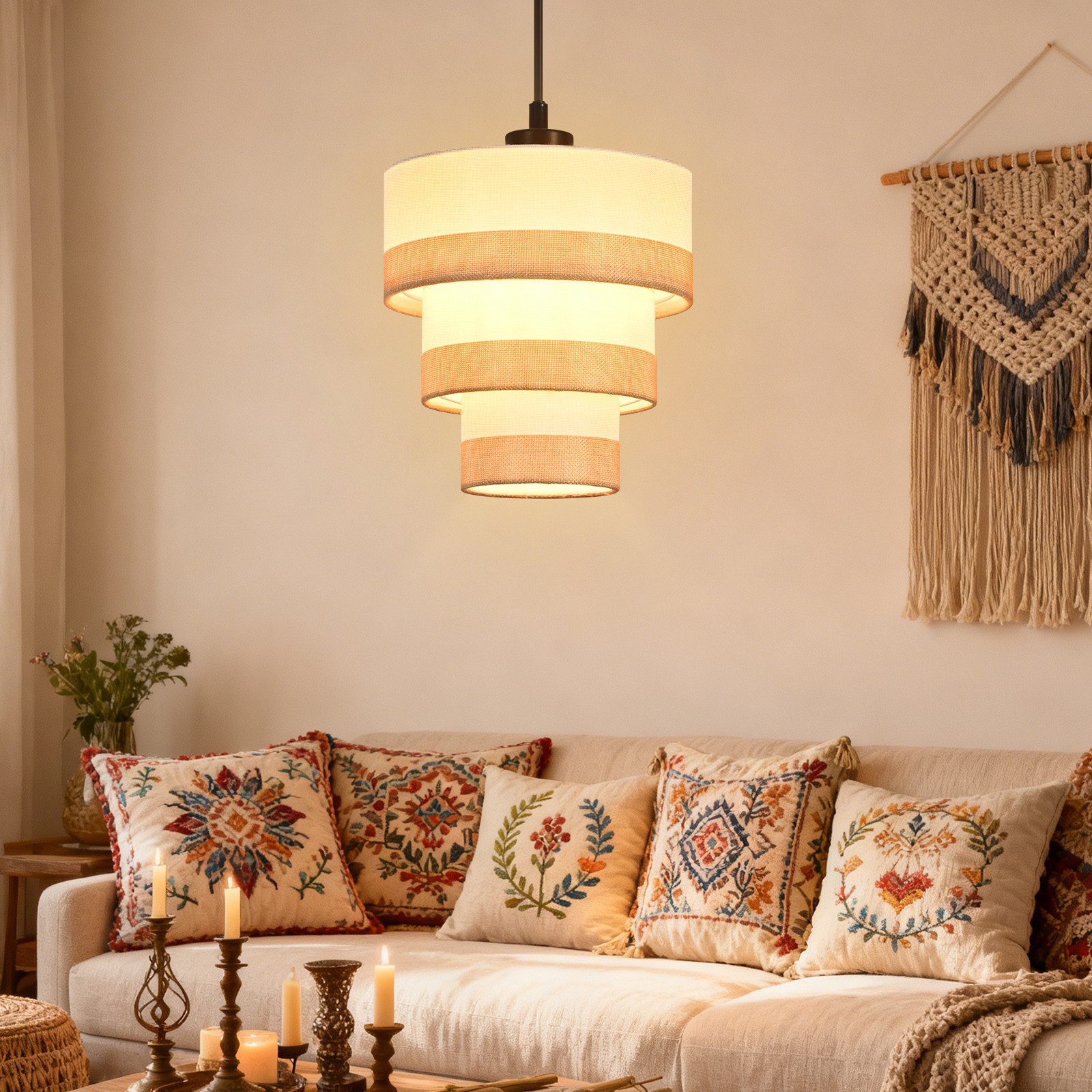 ZMH Pendelleuchte Esstisch Hängeleuchte 1/3/4 flammig E27 Retro Esszimmerlampe, ohne Leuchtmittel
