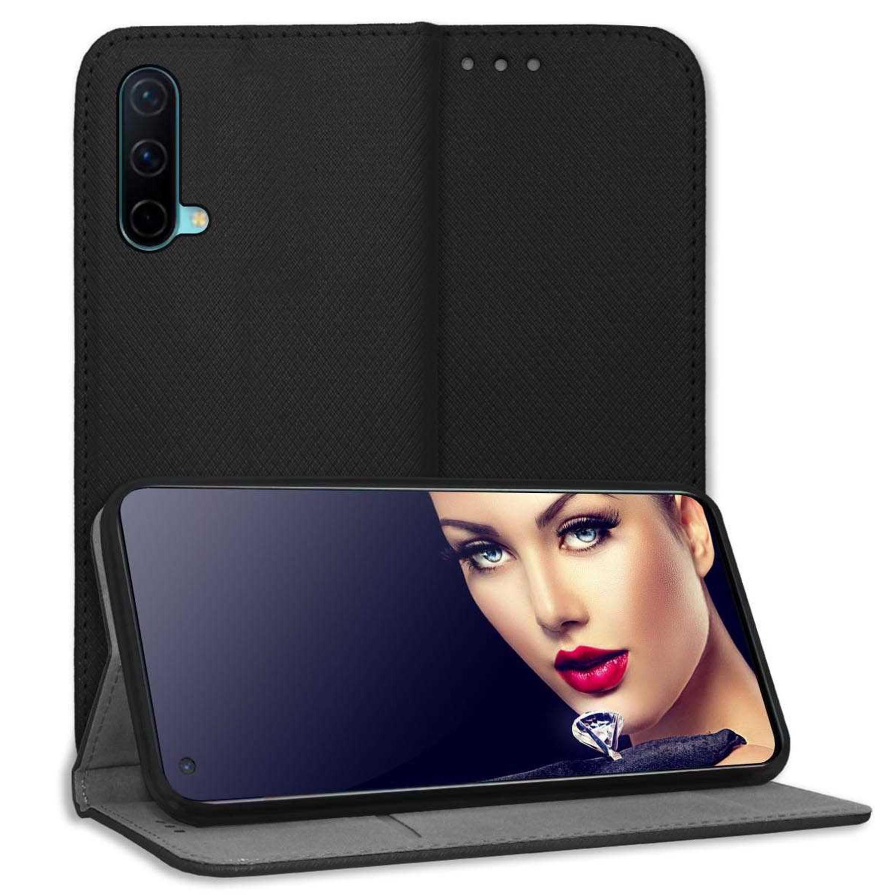 mtb more energy Smartphone-Hülle Smart Magnet für OnePlus Nord CE 5G, Schwarz, Bookstyle Klapphülle Cover Wallet Case aus Kunstleder