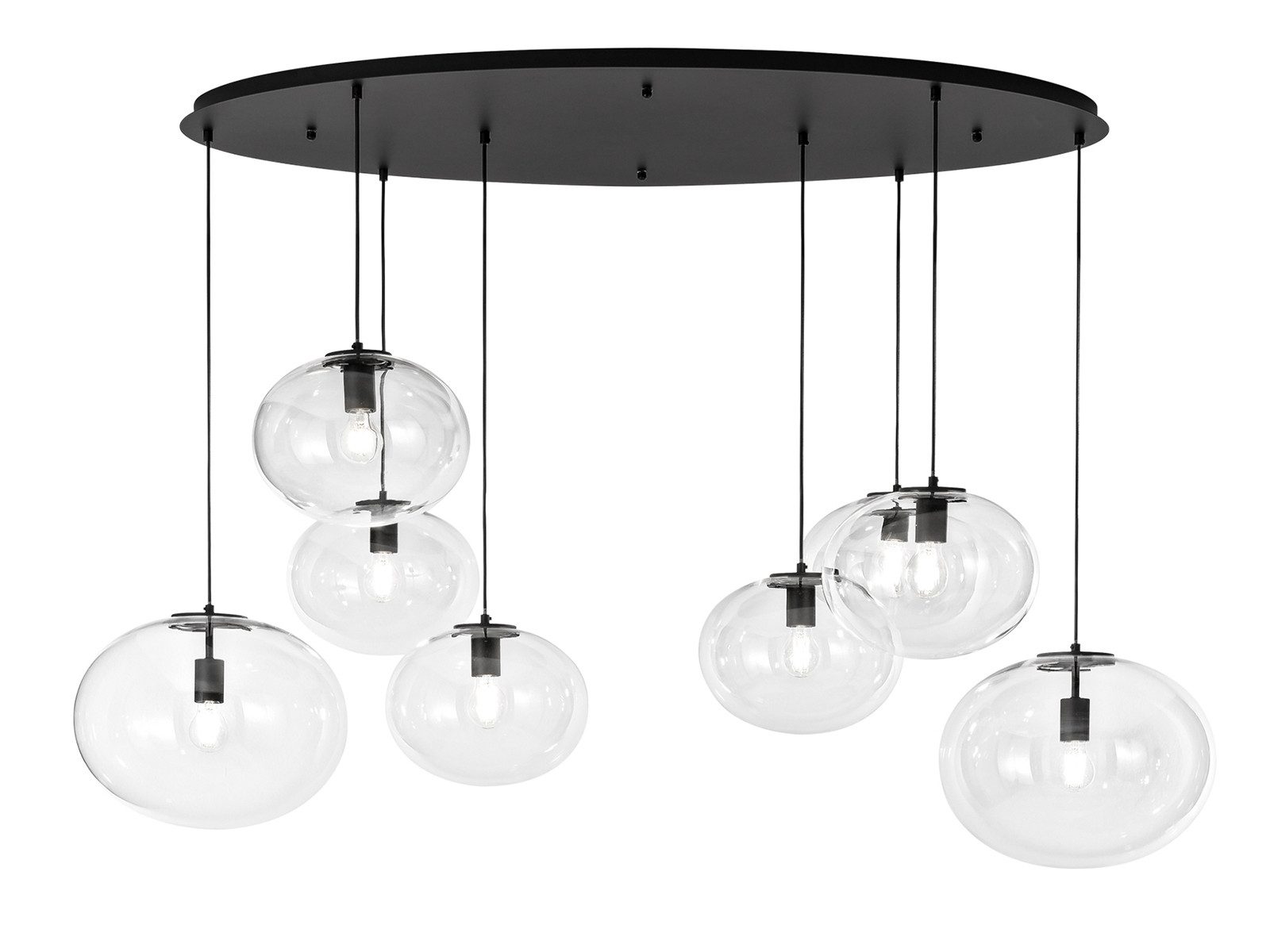 Luce Ambiente Design LED Pendelleuchte mit Glas-Kugel Lampenschirmen B. 166cm, Leuchtmittel dimmbar, LED wechselbar, Warmweiß, groß-e Hängelampe mehrflammig Kugel-Lampe ausgefallene Wohnzimmerlampe