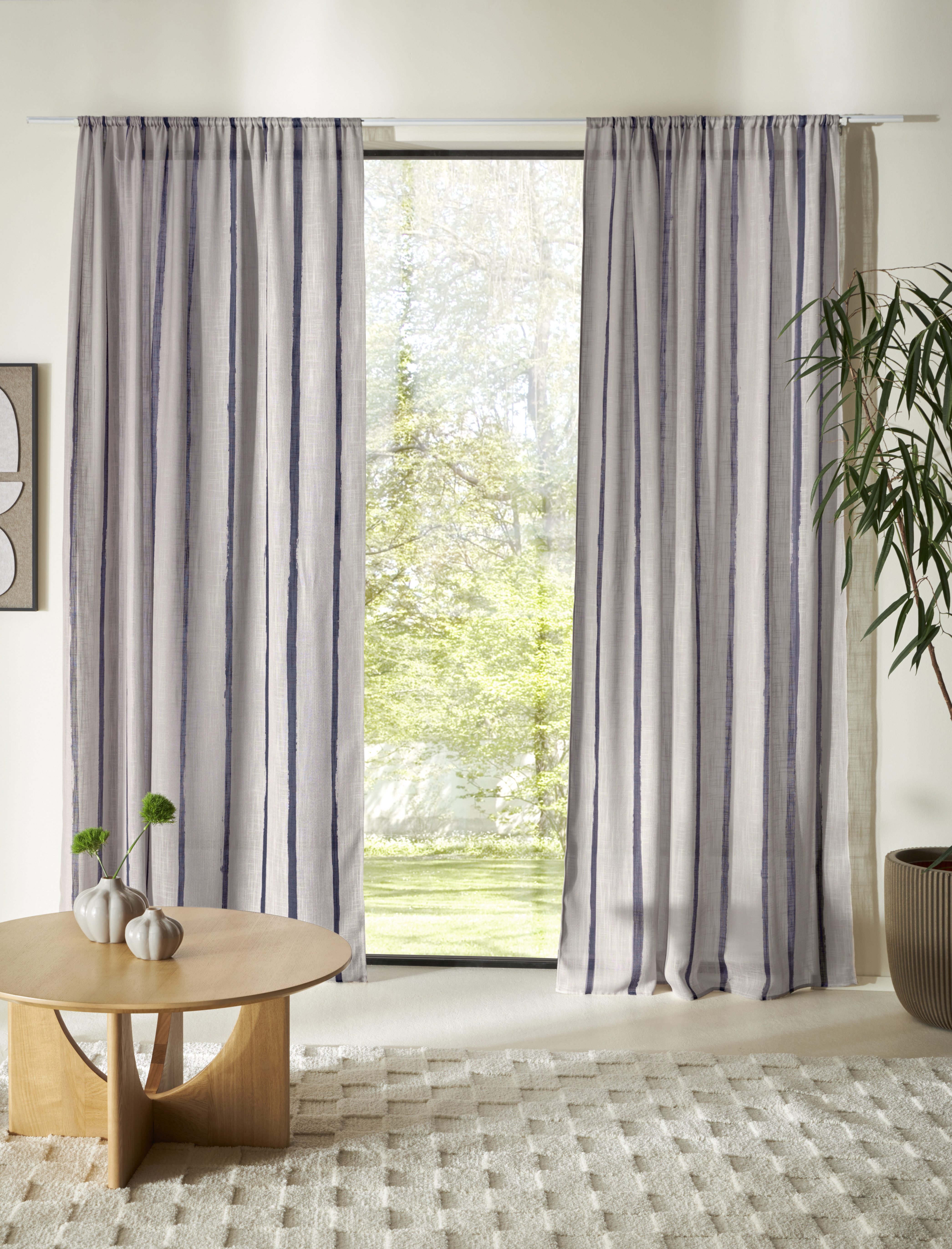 LeGer Home by Lena Gercke Gardine Zayla (1 St), Stangendurchzug, halbtransparent, Leinenoptik, Längsstreifen, Stangendurchzug, leichtes Material
