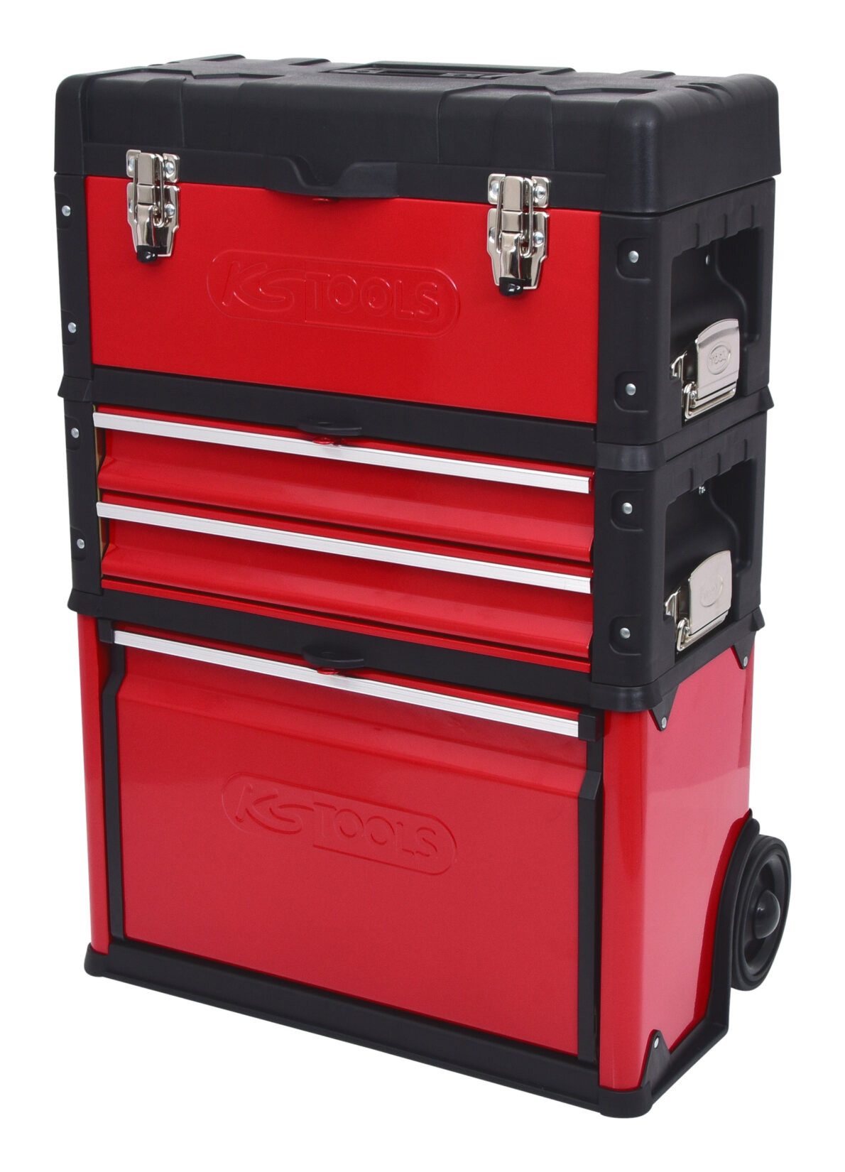 KS Tools Werkzeugtrolley, Fahrbarer Kunststoff-Stahlblech-Werkzeugkasten