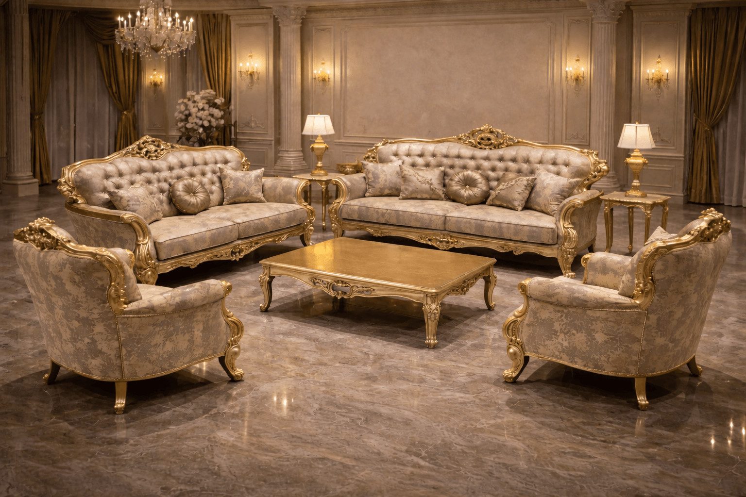 JVmoebel Chesterfield-Sofa Luxuriöse Chesterfield Sofagarnitur Klassische 3-Sitzer Sofas Sessel, 5 Teile, Made in Europa