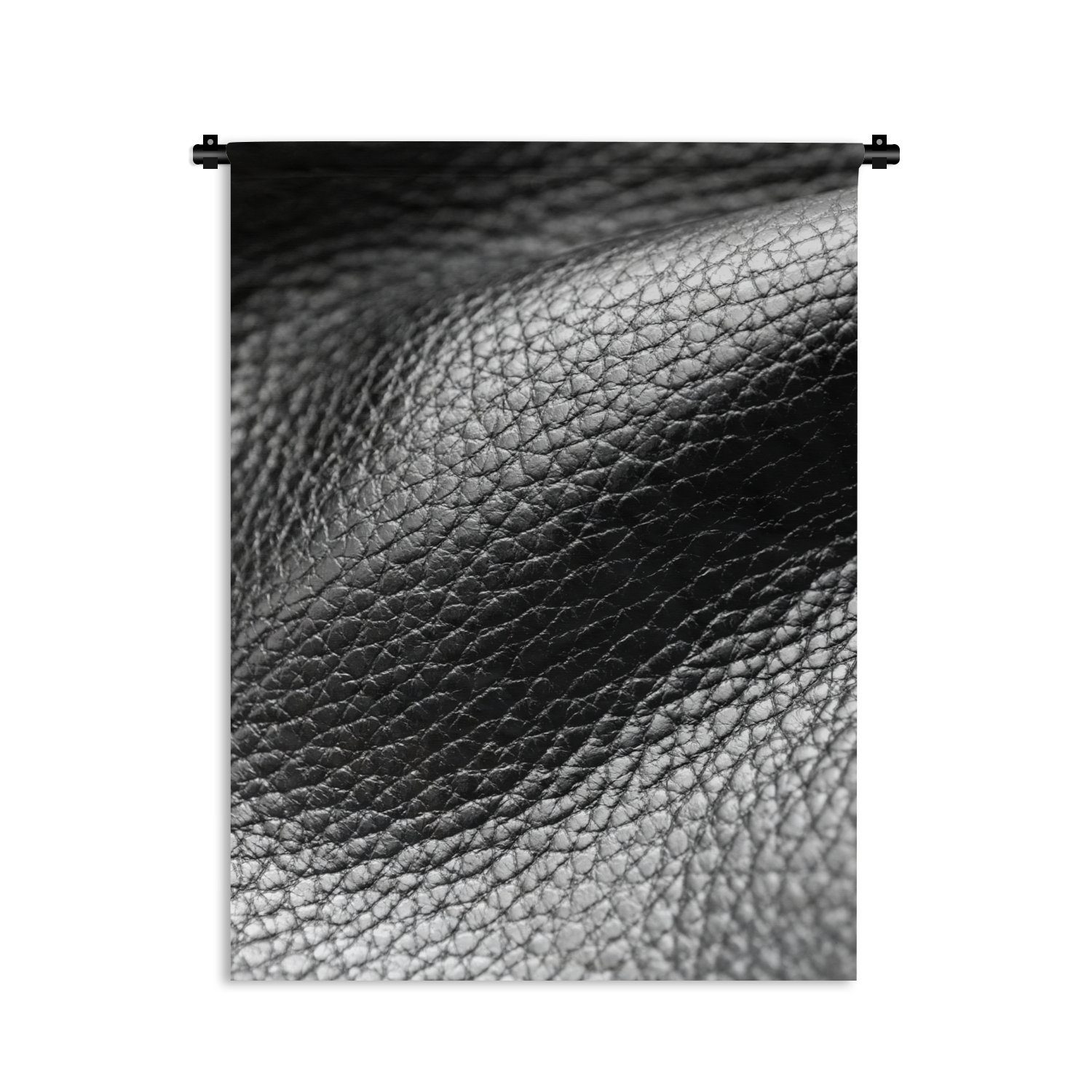 Schwarz für Leder Wanddekoobjekt Wohnzimmer, an Deko - MuchoWow Tapisserie, - - Wand, Hell, Textur Schlafzimmer der