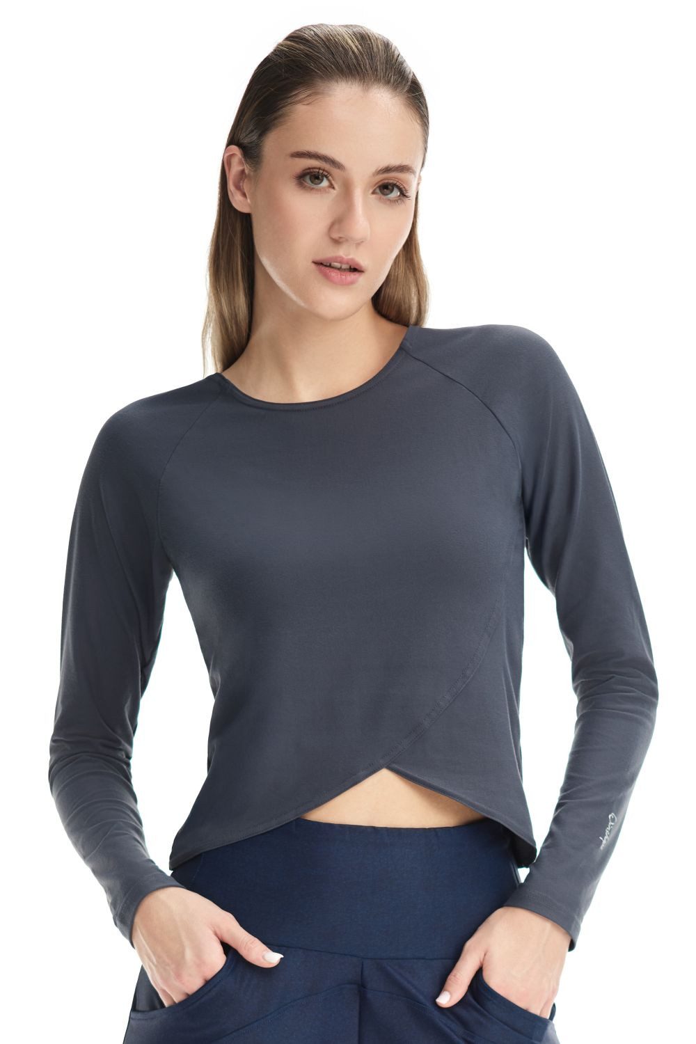 Winshape Langarmshirt Cropped Functional Light and Soft Overlap-Applikation