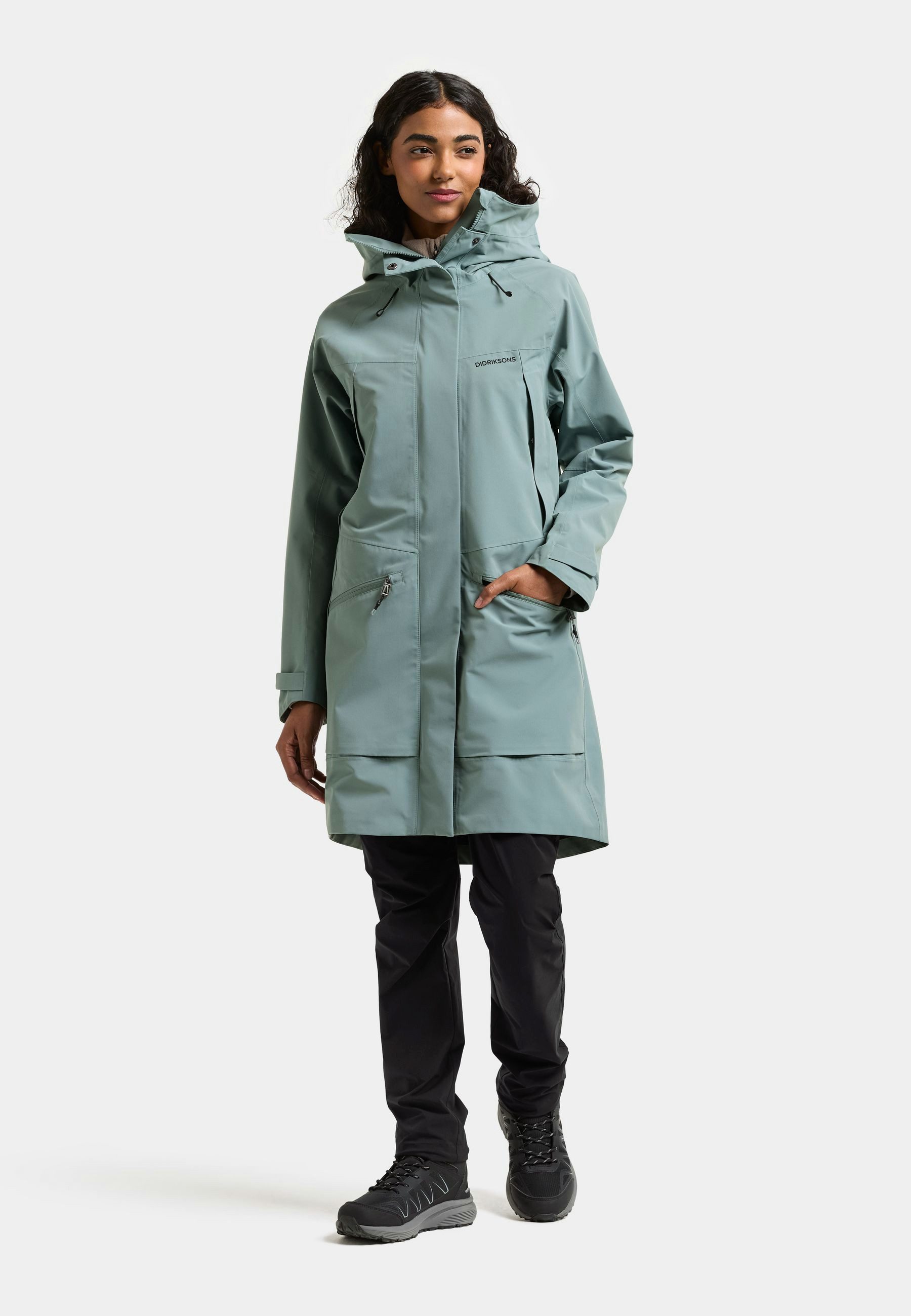 Didriksons Parka Damen Übergangsjacke Mantel Wasserdicht ILMA mit Kapuze mit Taschen