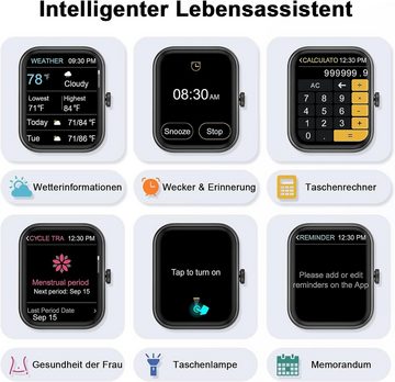 blackview Smartwatch (1,83 Zoll, Android iOS), Bluetooth Anrufe Fitnessuhr Armbanduhr mit Pulsmesser SpO2 Sportuhr