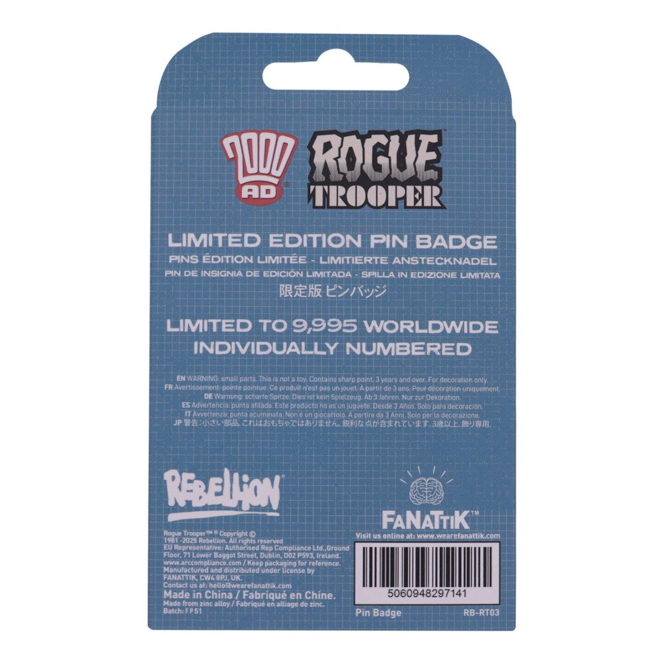 Fanattik Anstecknadel 2000 AD Ansteck-Pin Rogue Trooper GI Limited Edition