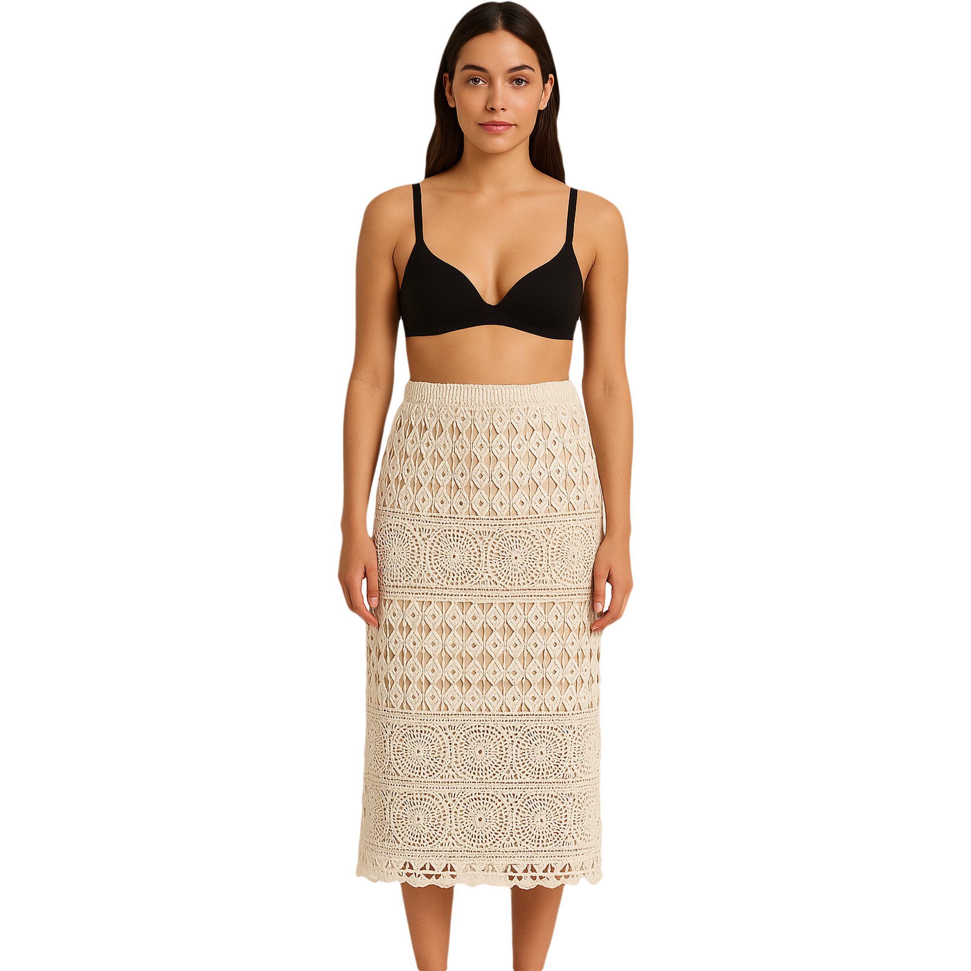 TEXEMP Sommerrock Damen Rock Maxi Lang Sommerrock Maxirock Lochstickerei St günstig online kaufen