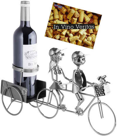 BRUBAKER Weinflaschenhalter Paar auf Tandem Flaschenhalter, (inklusive Grußkarte), Weinhalter Metall Skulptur, Wein Geschenk