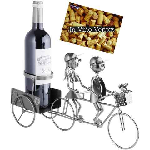 BRUBAKER Weinflaschenhalter Paar auf Tandem Flaschenhalter, (inklusive Grußkarte), Weinhalter Metall Skulptur, Wein Geschenk