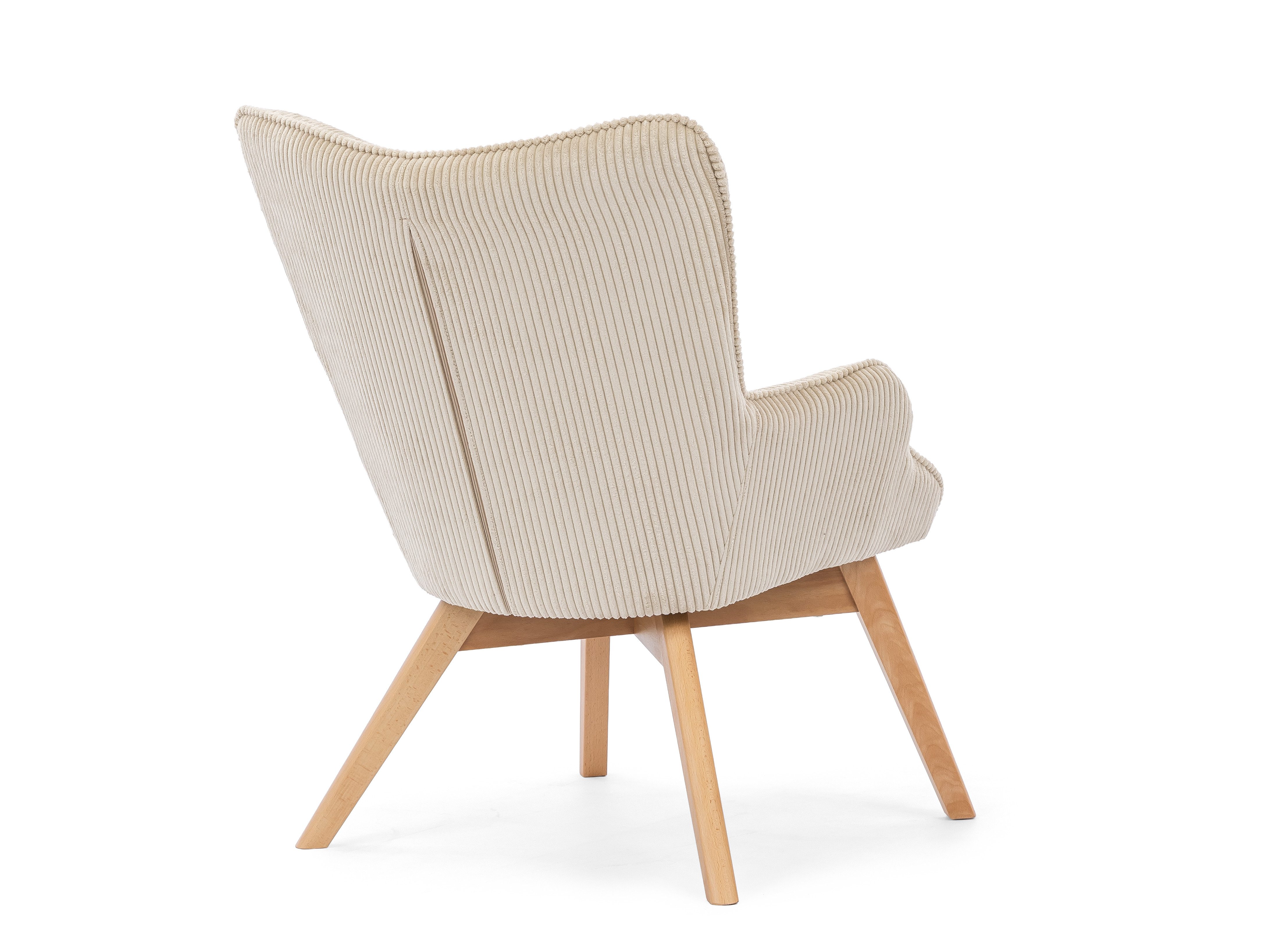 S-Style Möbel Loungesessel mit Fußhocker Lenari aus Cordstoff mit Füßen aus Massivholz (1 x Lounge-Sessel, 1 x Hocker)