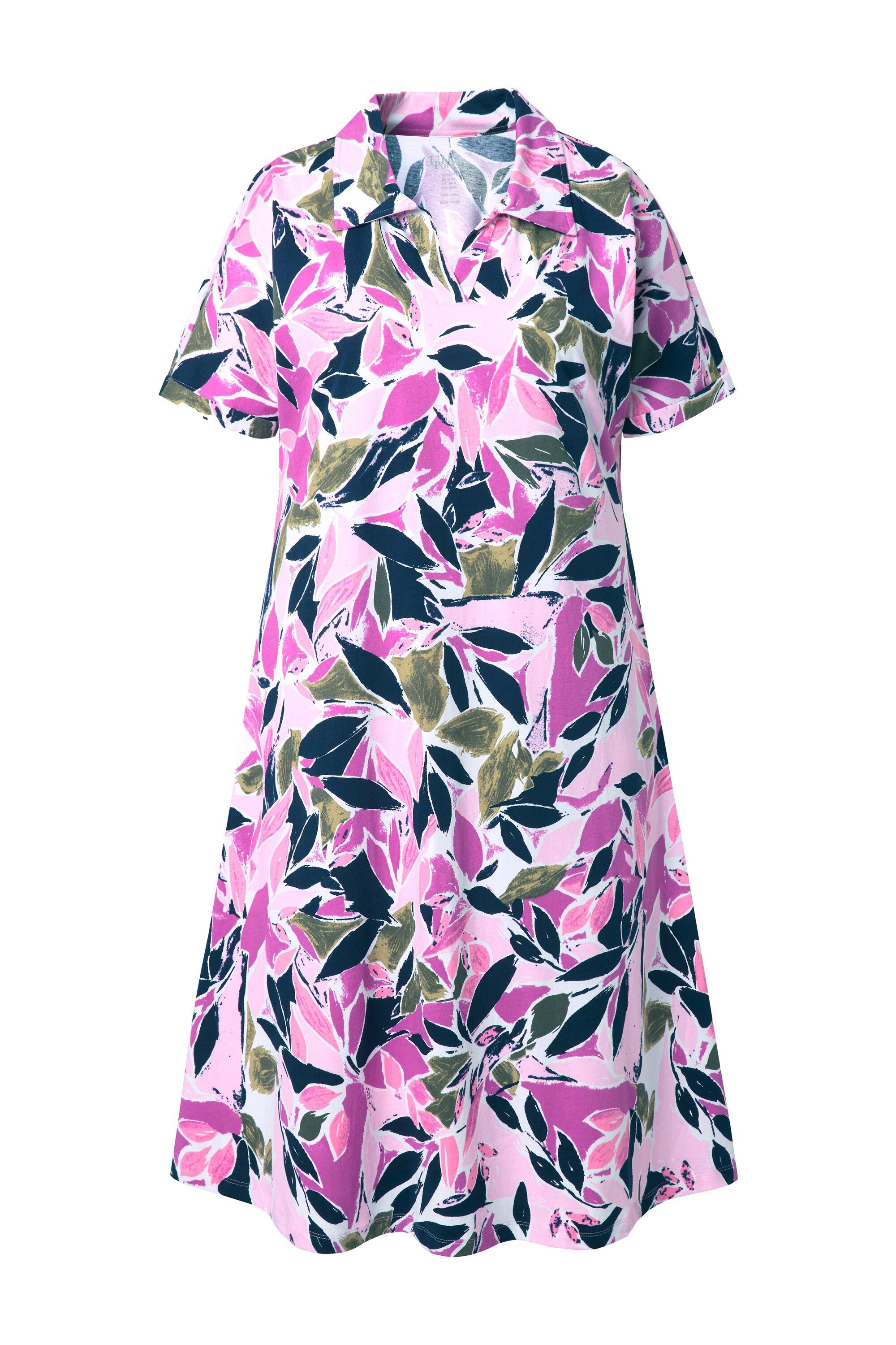 Ulla Popken Midikleid Midikleid Blüten A-Linie Hemdkragen Halbarm günstig online kaufen