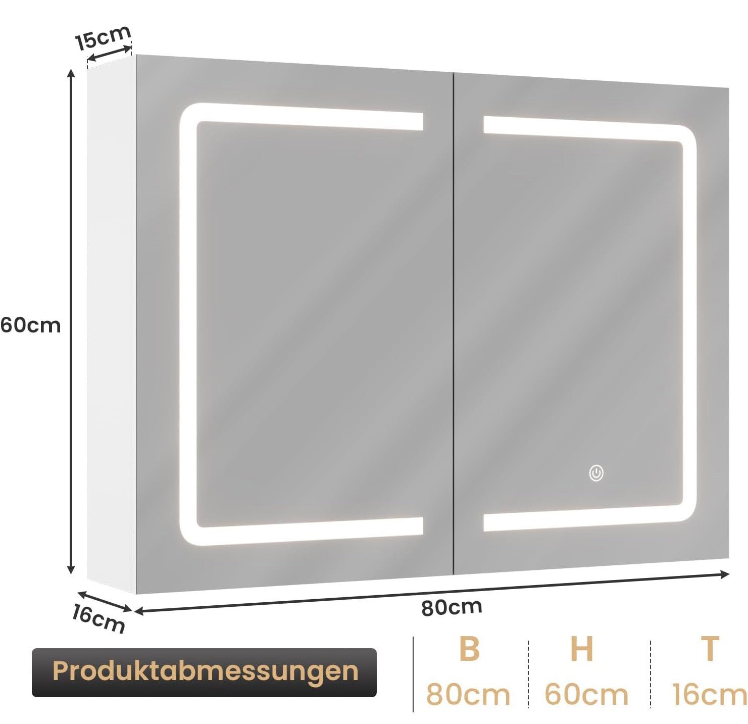 MSMASK Badezimmerspiegelschrank mit LED-Beleuchtung & Steckdose, 3 dimmbare günstig online kaufen