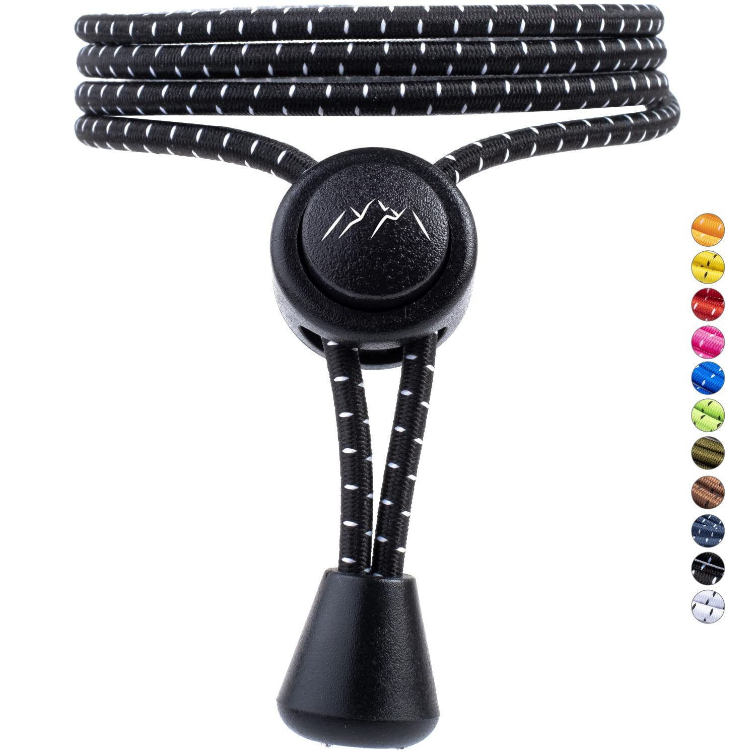 EVEREST FITNESS Шнурки 5er Set Elastische Шнурки ohne binden 5x Gummi Шнурки, 5 Gummischnürsenkel ohne binden für Kinder Schwarz