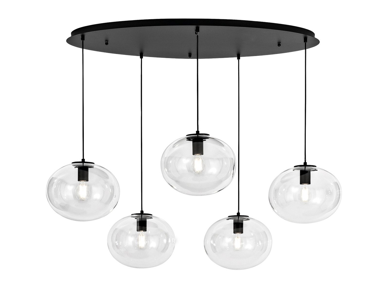 Luce Ambiente Design LED Pendelleuchte mit Glas-Kugel Lampenschirmen B. 119,5cm, Leuchtmittel dimmbar, LED wechselbar, Warmweiß, groß-e Hängelampe mehrflammig, Kugel-Lampe Wohnzimmerlampe hängend