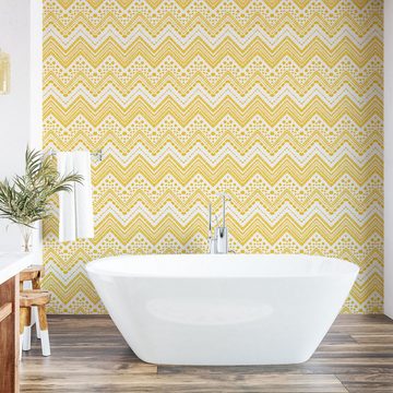 Abakuhaus Vinyltapete selbstklebendes Wohnzimmer Küchenakzent, Yellow Chevron Aztec Muster