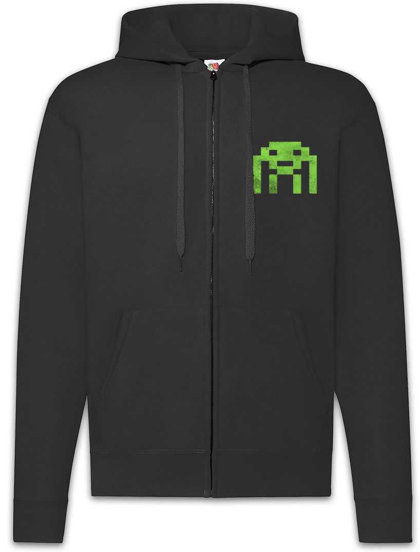 Sweatjacke Alien Invader Zipper Hoodie Retro Gaming Gamer Nerd Big Geek Freak VG