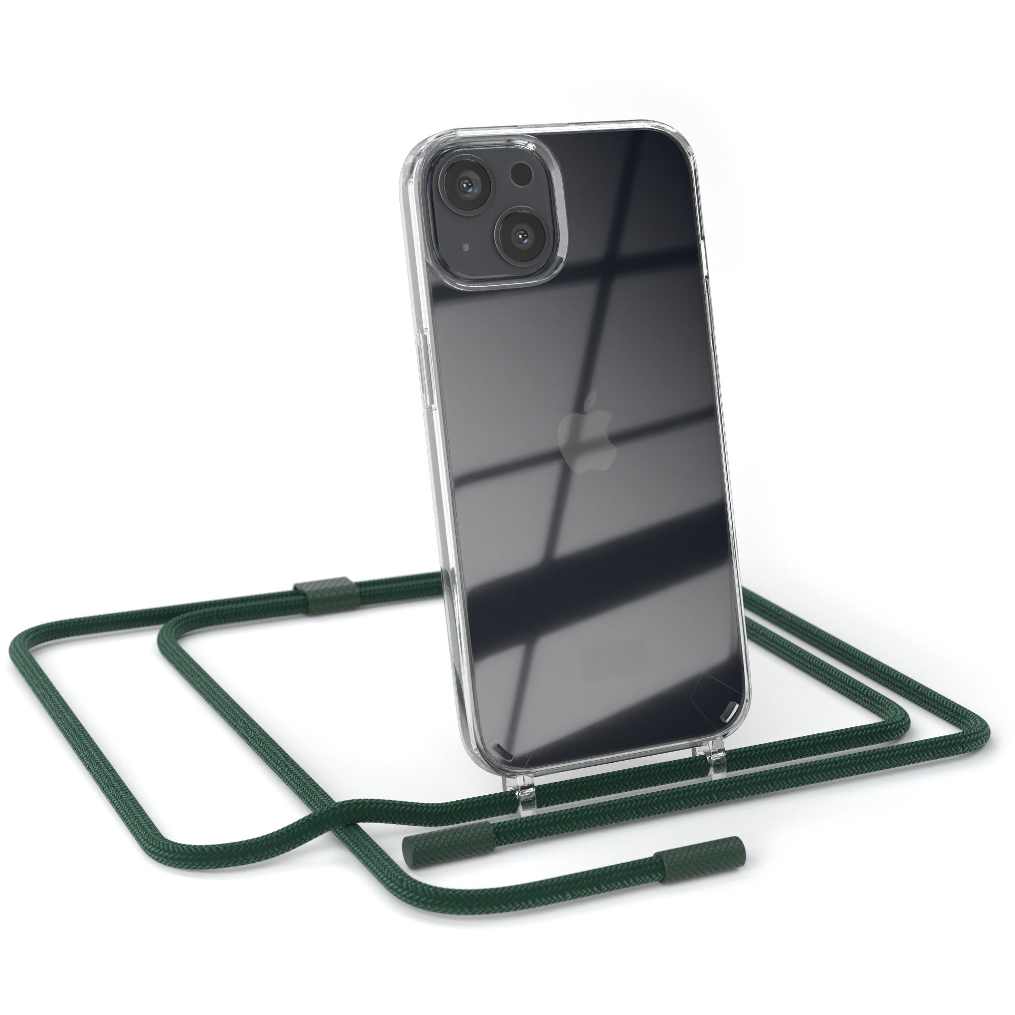 EAZY CASE Handykette Silikon Kette Unifarbe für Apple iPhone 13 6,1 Zoll, Handykette zum Umhängen Slim Phone Chain Festivalbag Smartphone Grün