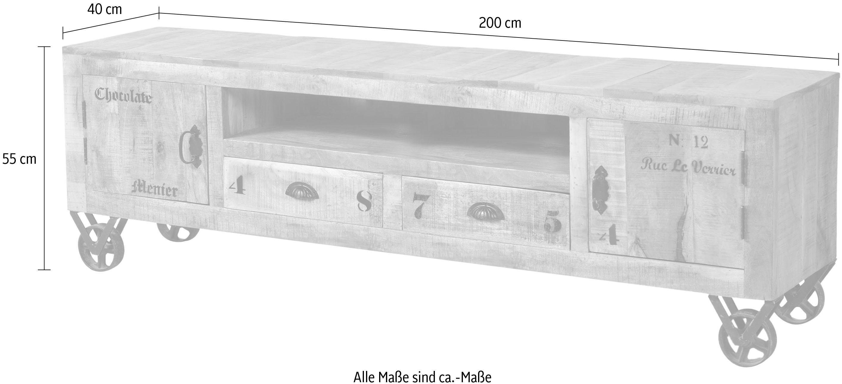 SIT Lowboard RUSTIC – Lackiertes Mangoholz mit Gebrauchsspuren & Stauraum, Rustikales RUSTIC Lowboard aus lackiertem Mangoholz mit Charme