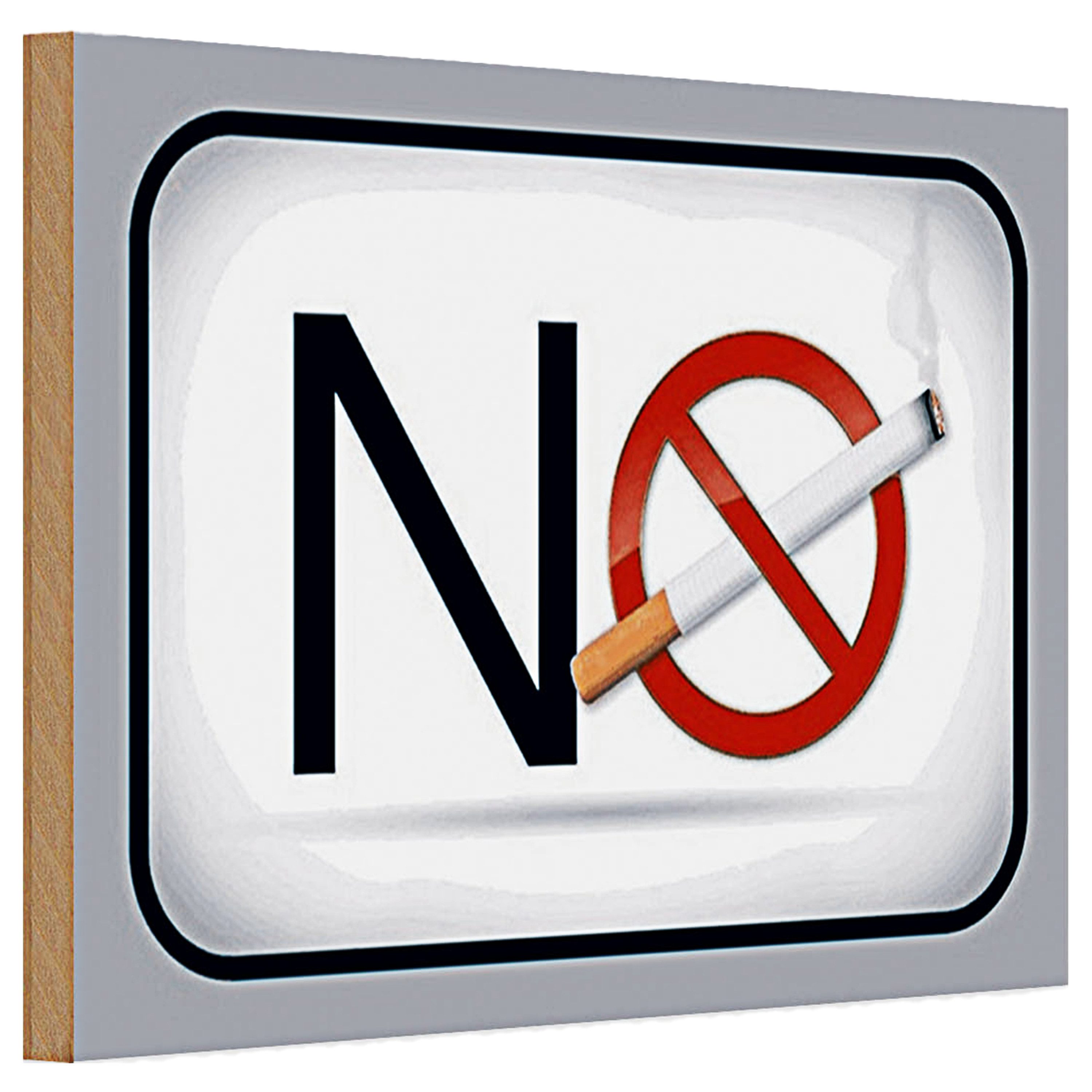 Holzbild Holzschild Verbot 30x20cm No smoking Rauchverbot Dekoration