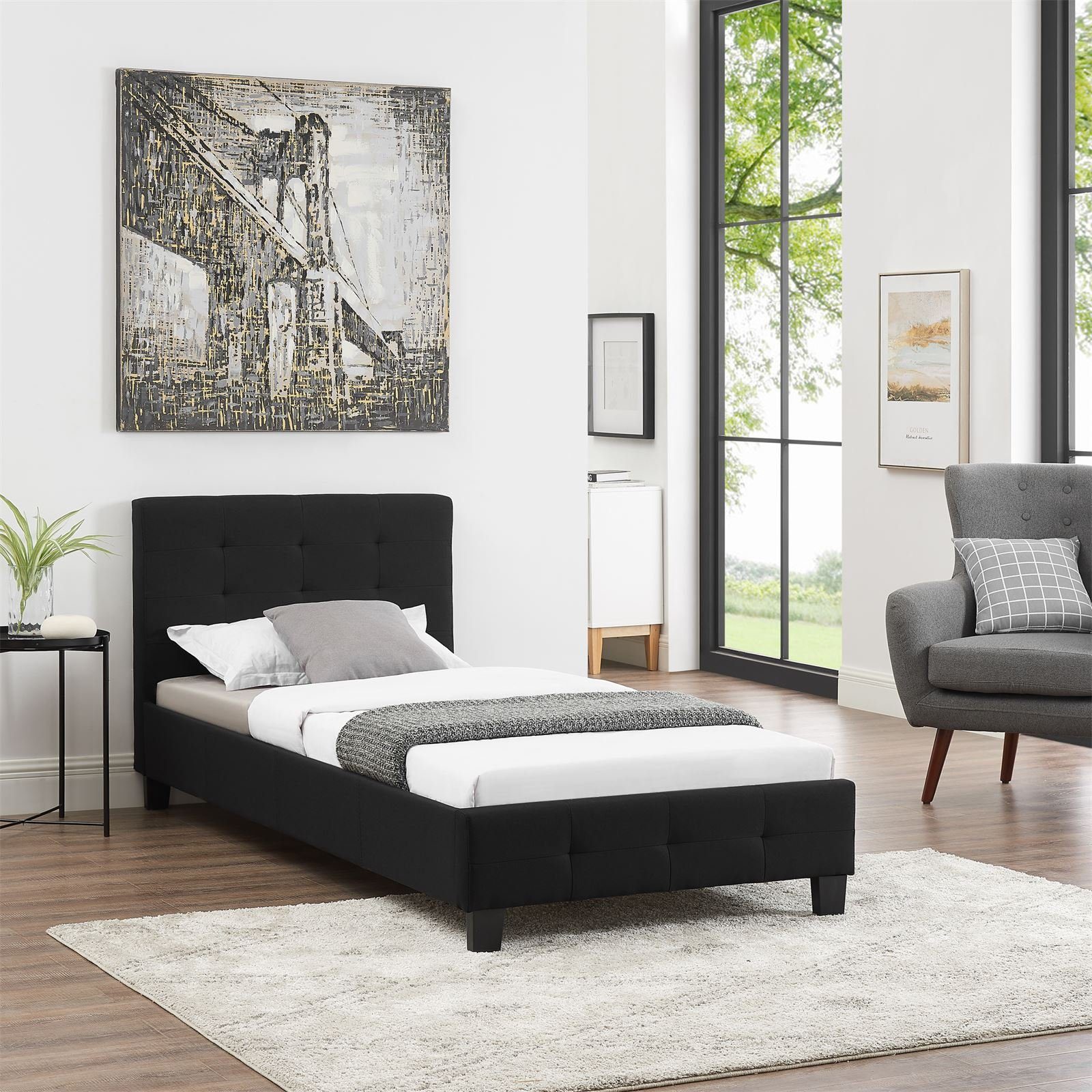 CARO-Möbel Polsterbett OHIO, Einzelbett 90x200 cm Bettgestell mit Lattenros günstig online kaufen