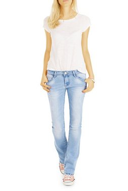 be styled Bootcut-Jeans hellblaue low waist Damen Jeanshosen mit ausgestelltem Bein j76f low waist, bootcut