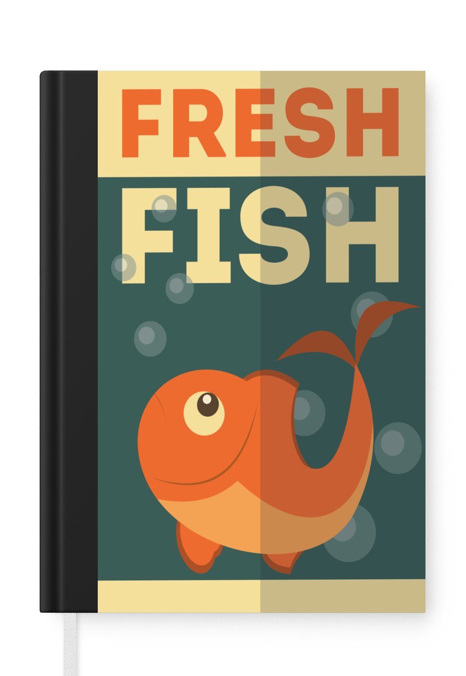 MuchoWow Notizbuch Illustration von frischem Fisch im Meer, Journal, Merkzettel, Tagebuch, Notizheft, A5, 98 Seiten, Haushaltsbuch