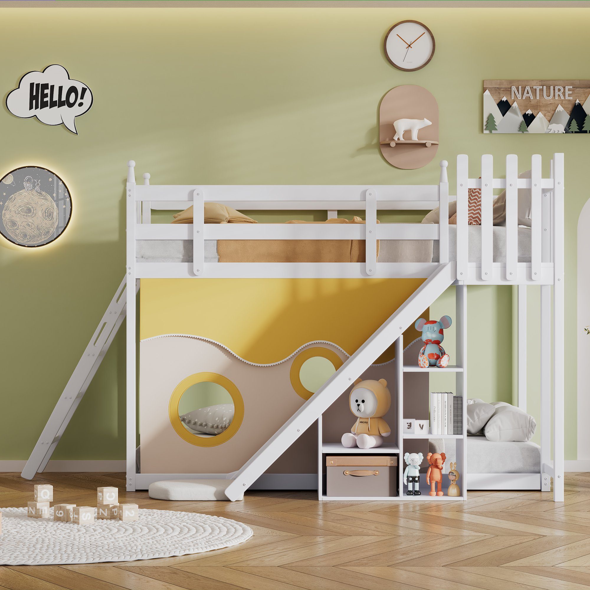 Flieks Etagenbett, Kinderbett Kiefernholzbett mit Leiter günstig online kaufen