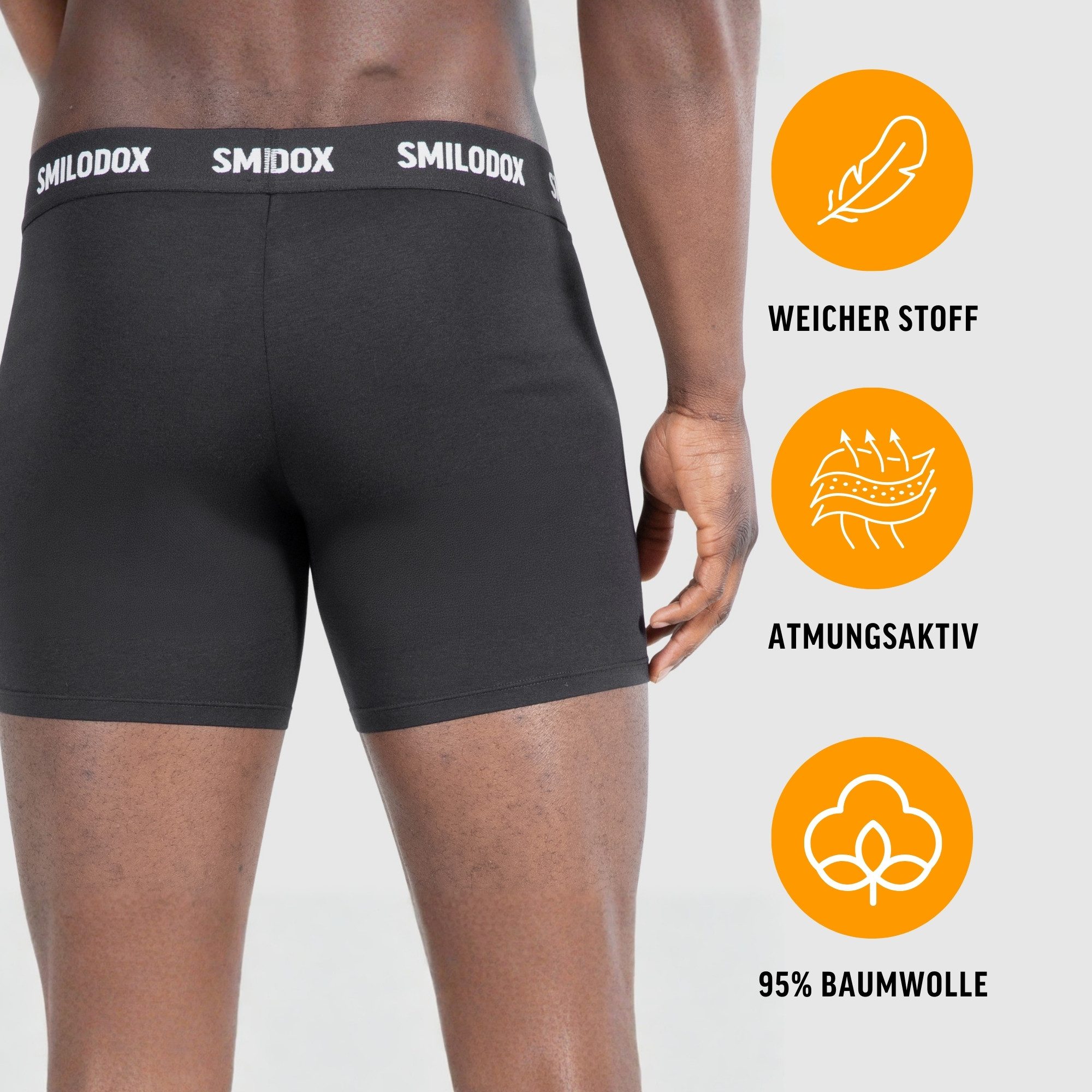 Smilodox Boxershorts Modal, 3er Set Unterhosen, Normaler Bund, Elastisch & Atmungsaktiv Shaped Fit, Modalfasern, Mittellang, Logo Waistband, Unterwäsche
