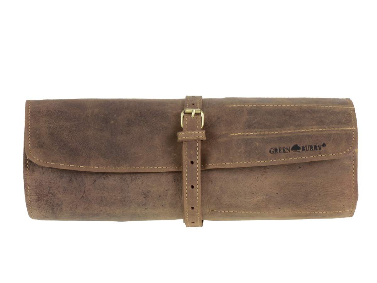 Greenburry Werkzeugtasche Vintage, Werkzeugrolle, Rolltasche, 13 Fächer, Antikleder