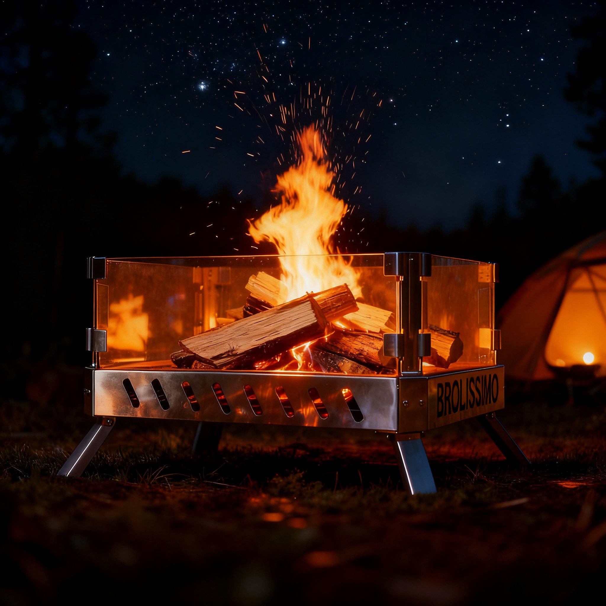 CCLIFE Fire Bowl with Glass Ceramic, Foldable for Outdoor Camping