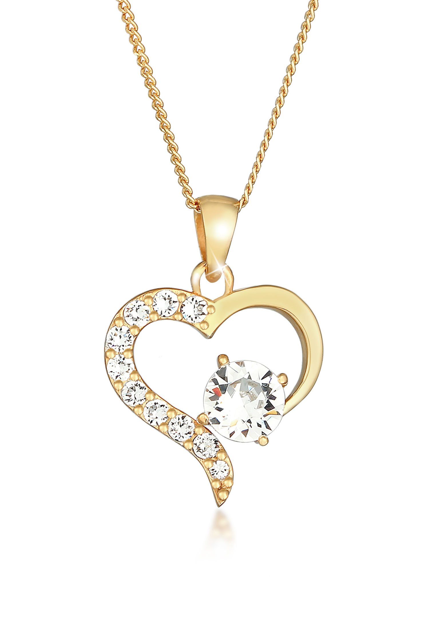 Kette mit Anhänger Herz 925 Silber, mit Kristallen von Swarovski®