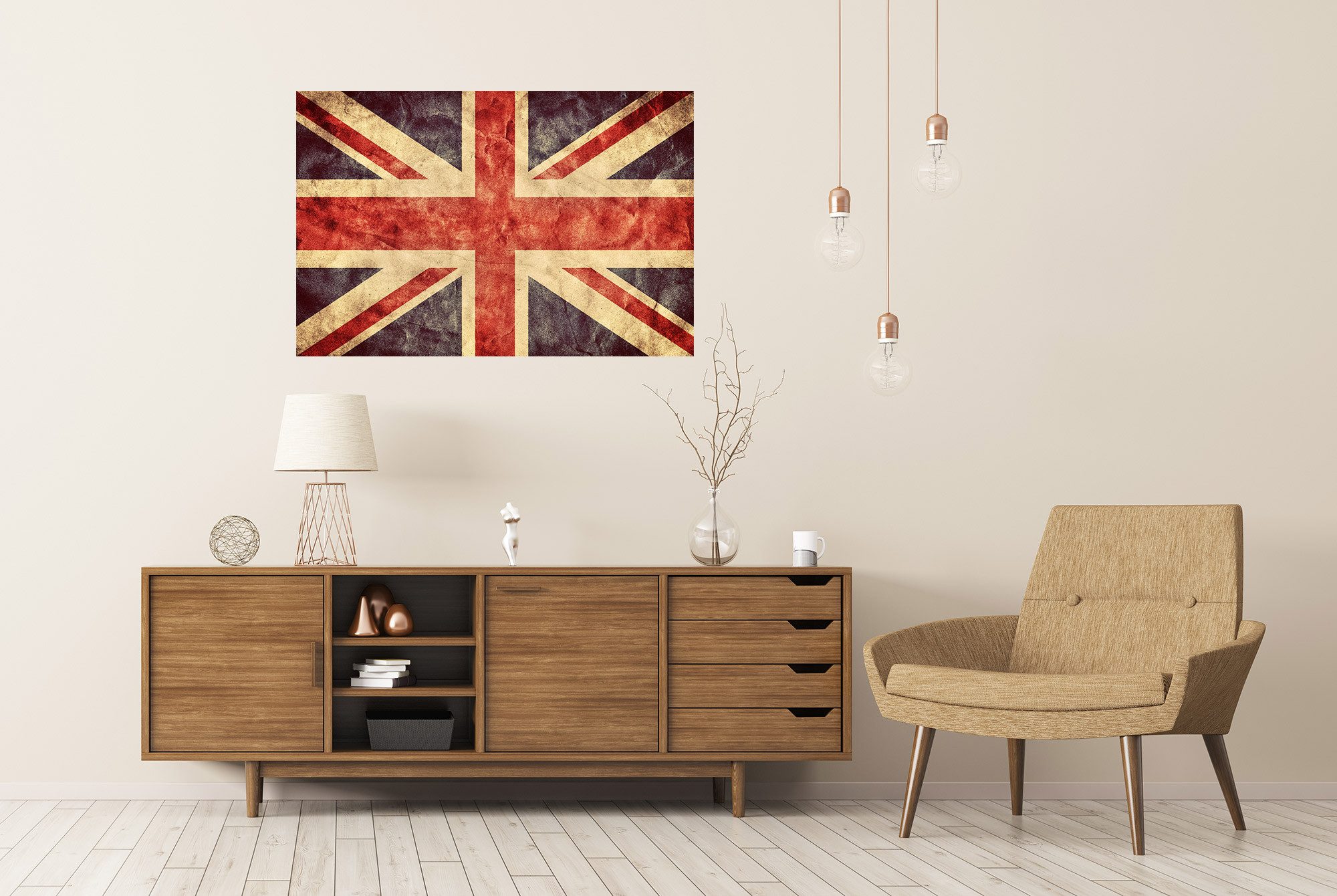 islandburner Poster Union Jack Alte Flagge Großbritannien Vintage Look