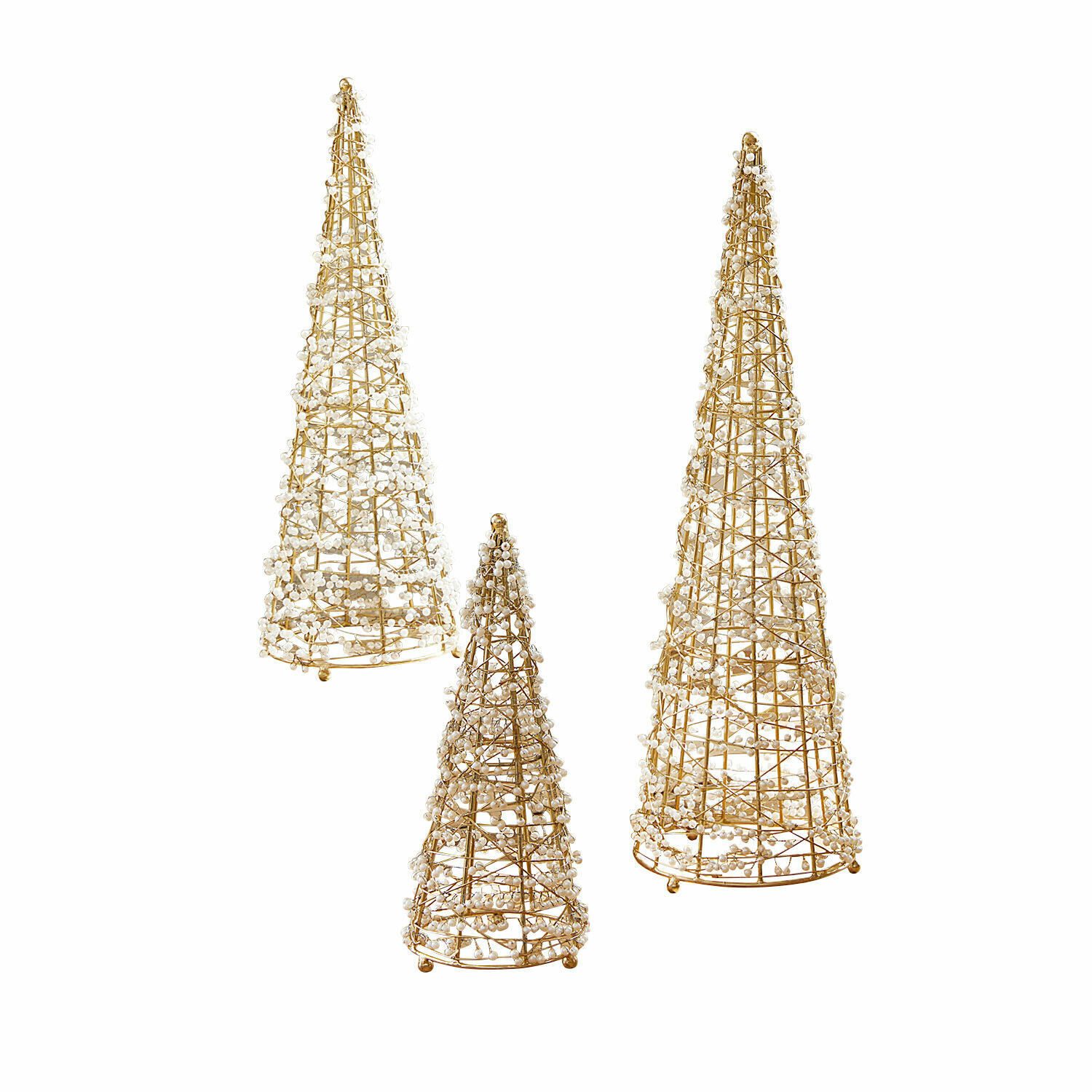 Mirabeau Weihnachtsfigur Deko-Baum 3er Set Amelioro weiß/gold (3er Set, 3er Set)