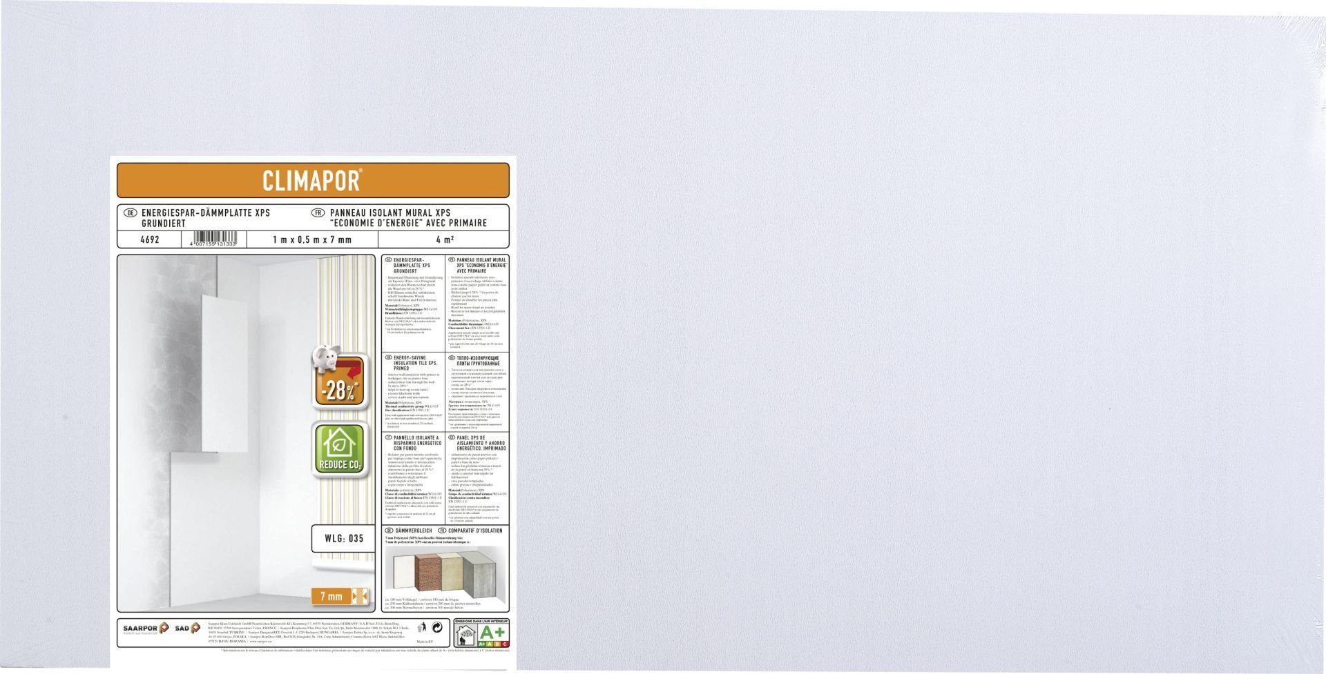 Climapor Isoliertapete Climapor Energiespar Dämmplatte XPS, 1 m x 0,5 m x