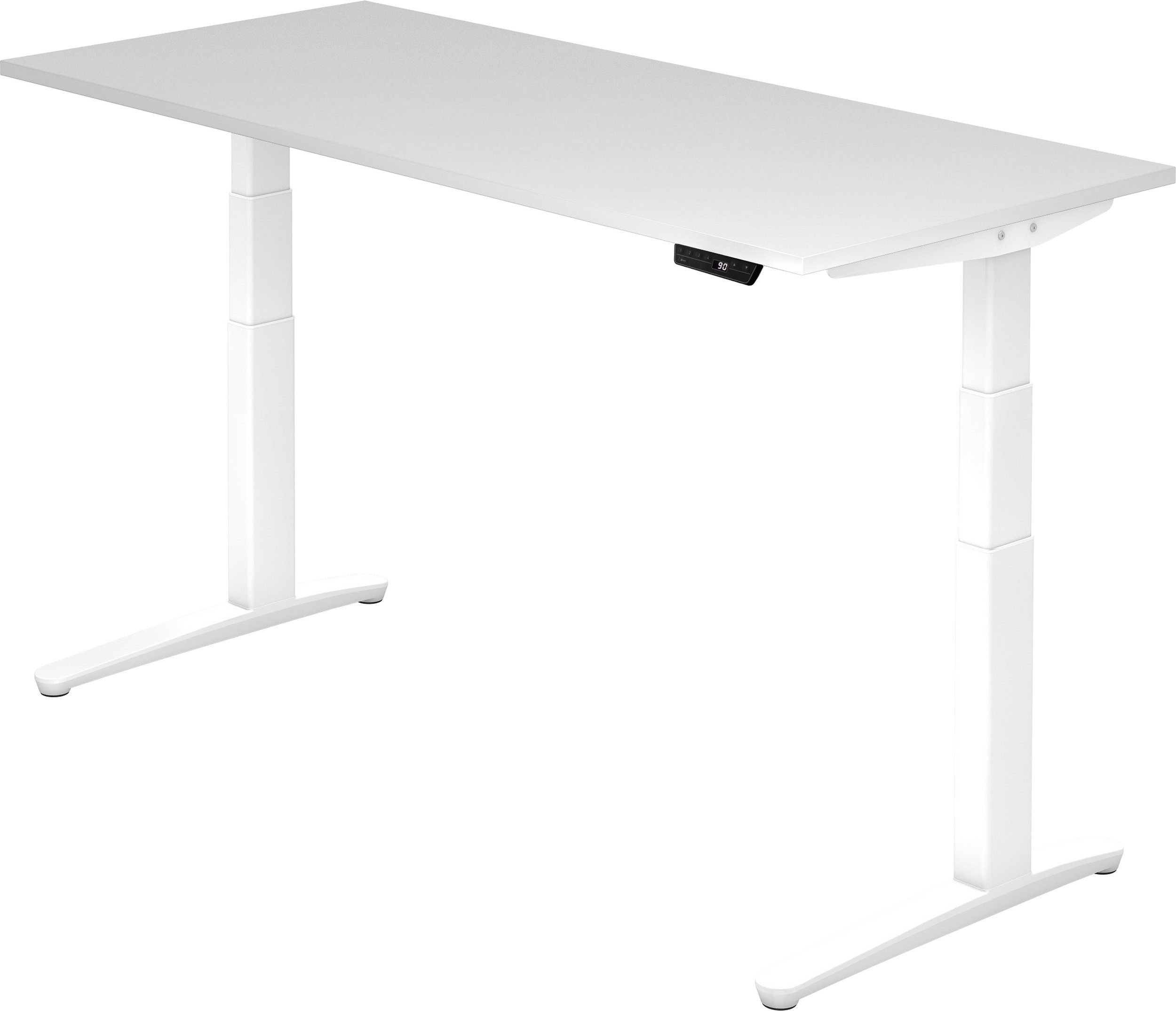 bümö Schreibtisch Schreibtisch elektrisch XBHM, Rechteck: 180 x 80 cm - Dekor: Weiß - Gestell: Weiß