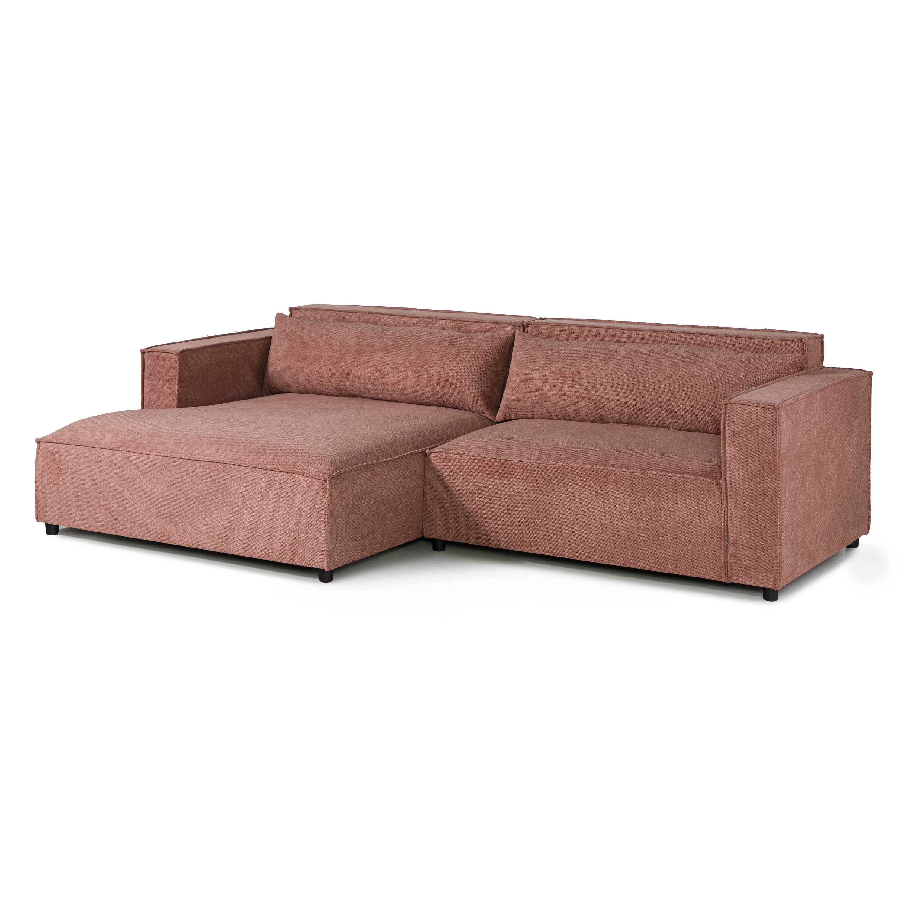 LIVORA Ecksofa SOFAS, Ecksofa Ottomane links Geflechtstoff 266x150x80 rosa FINN