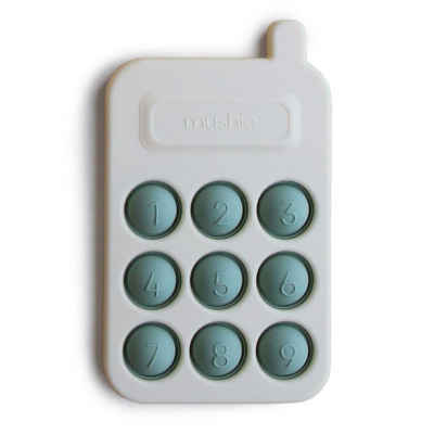 Mushie Spiel, Sensorik-Spielzeug Telefon, Blau, fördert die Feinmotorik, Handy-Druckspielzeug